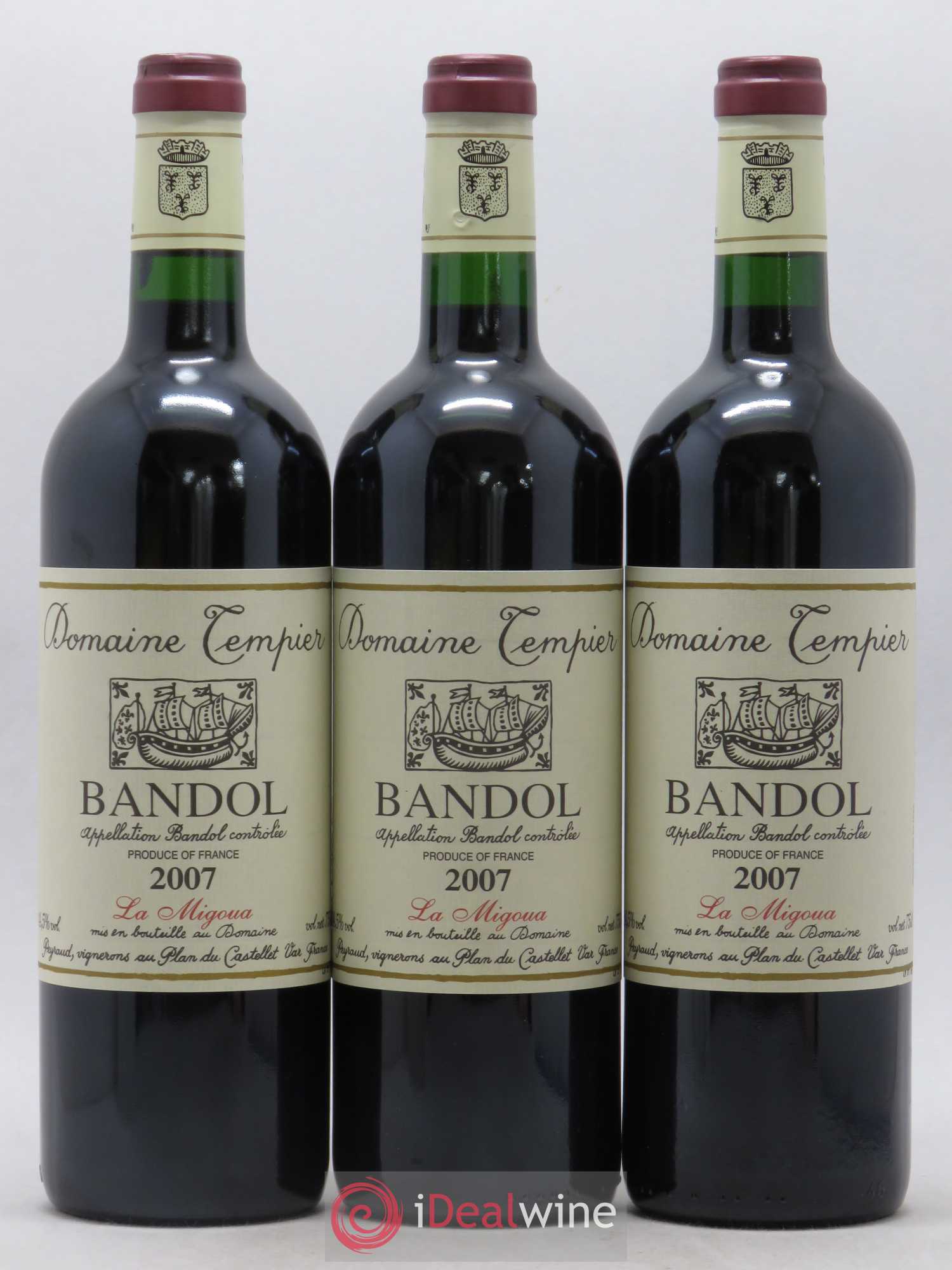 Bandol Domaine Tempier Cuvée La Migoua Famille Peyraud 2007 - Lot de 3 bouteilles - 0