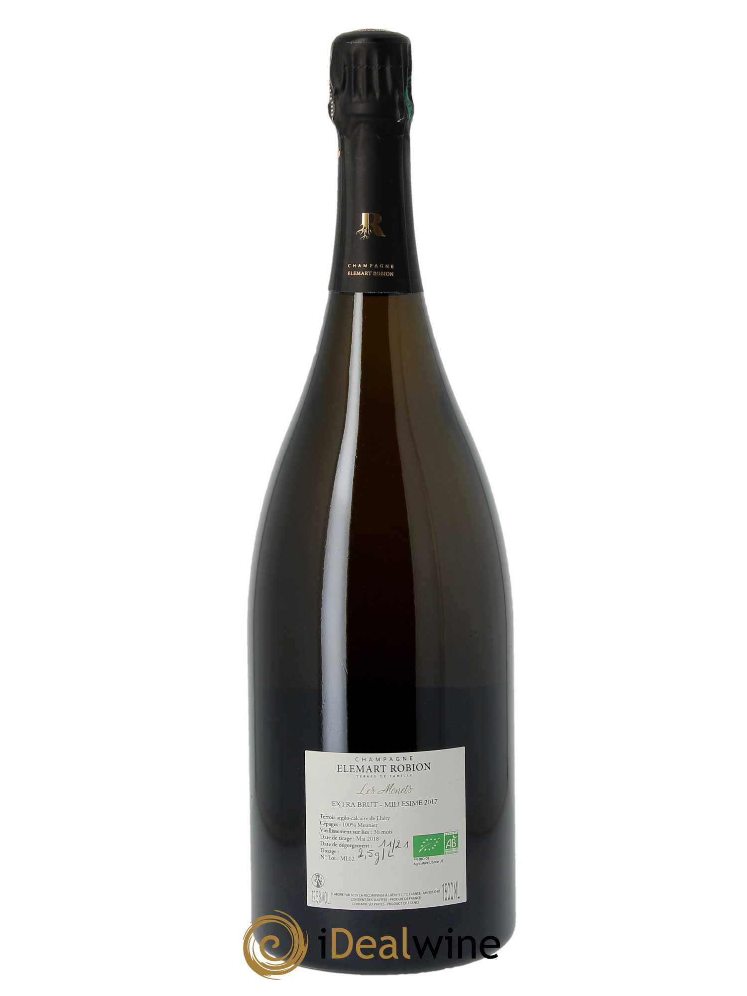 Les Monets Parcellaire Extra-Brut Elemart Robion 2017 - Lot of 1 magnum - 1