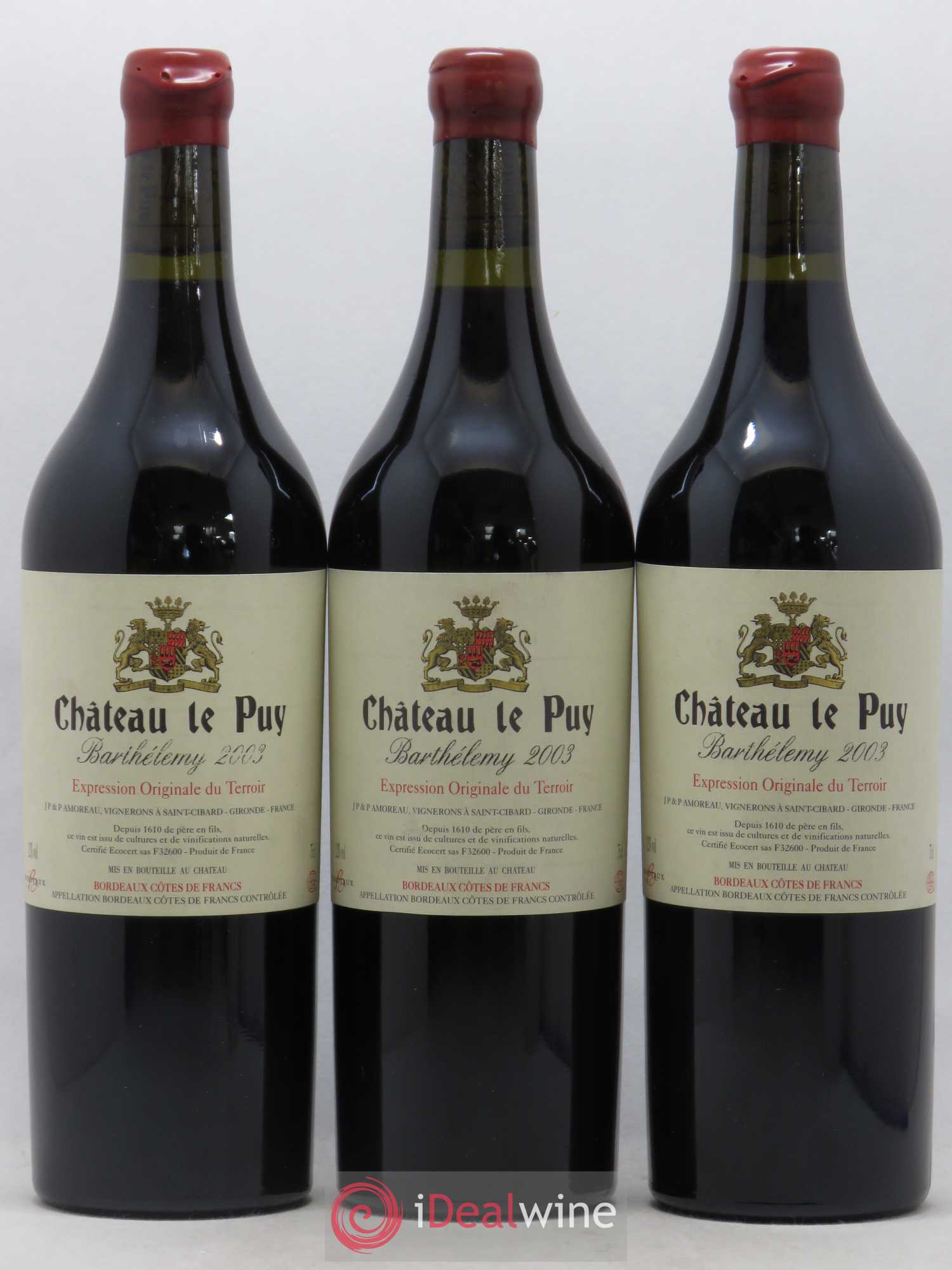 Le Puy - Cuvée Barthélemy 2003 - Lot de 3 bouteilles - 0