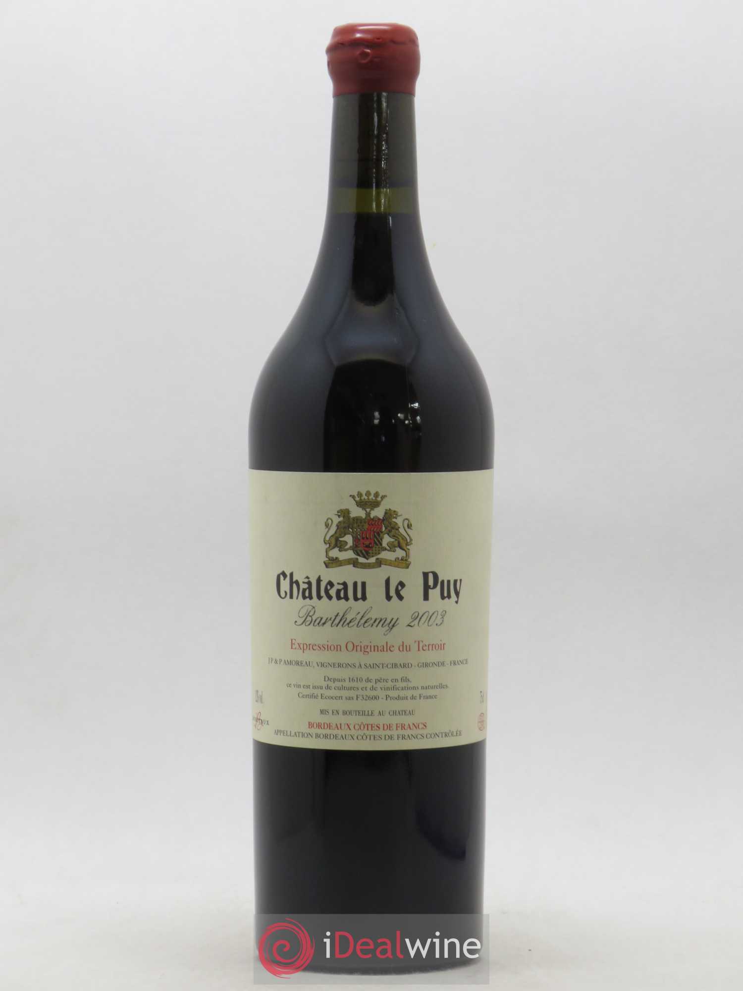Le Puy - Cuvée Barthélemy 2003 - Lot de 1 bouteille - 0