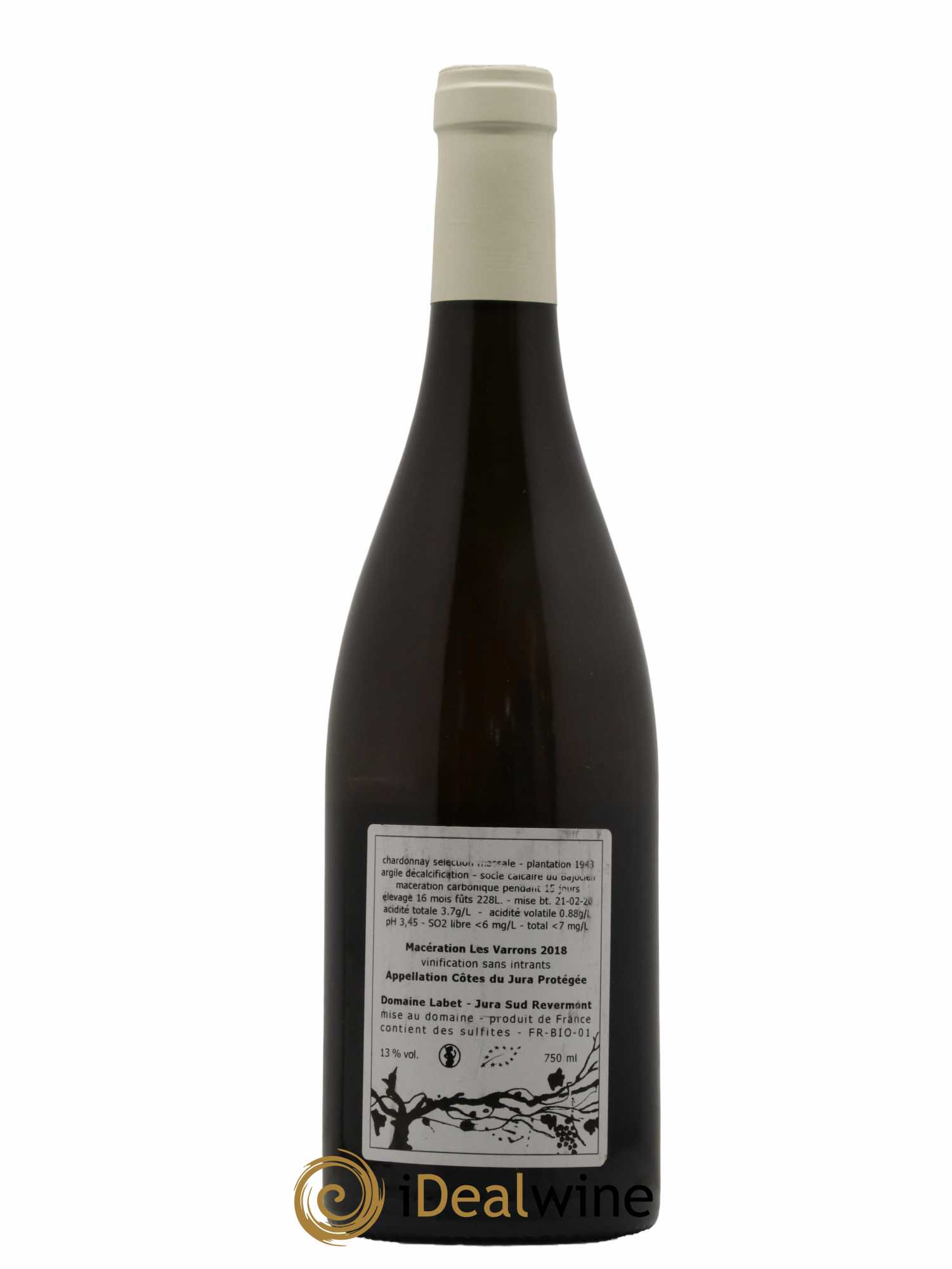 Côtes du Jura Chardonnay Les Varrons Macération Romain - Julien - Charline Labet 2018 - Lot de 1 bouteille - 1
