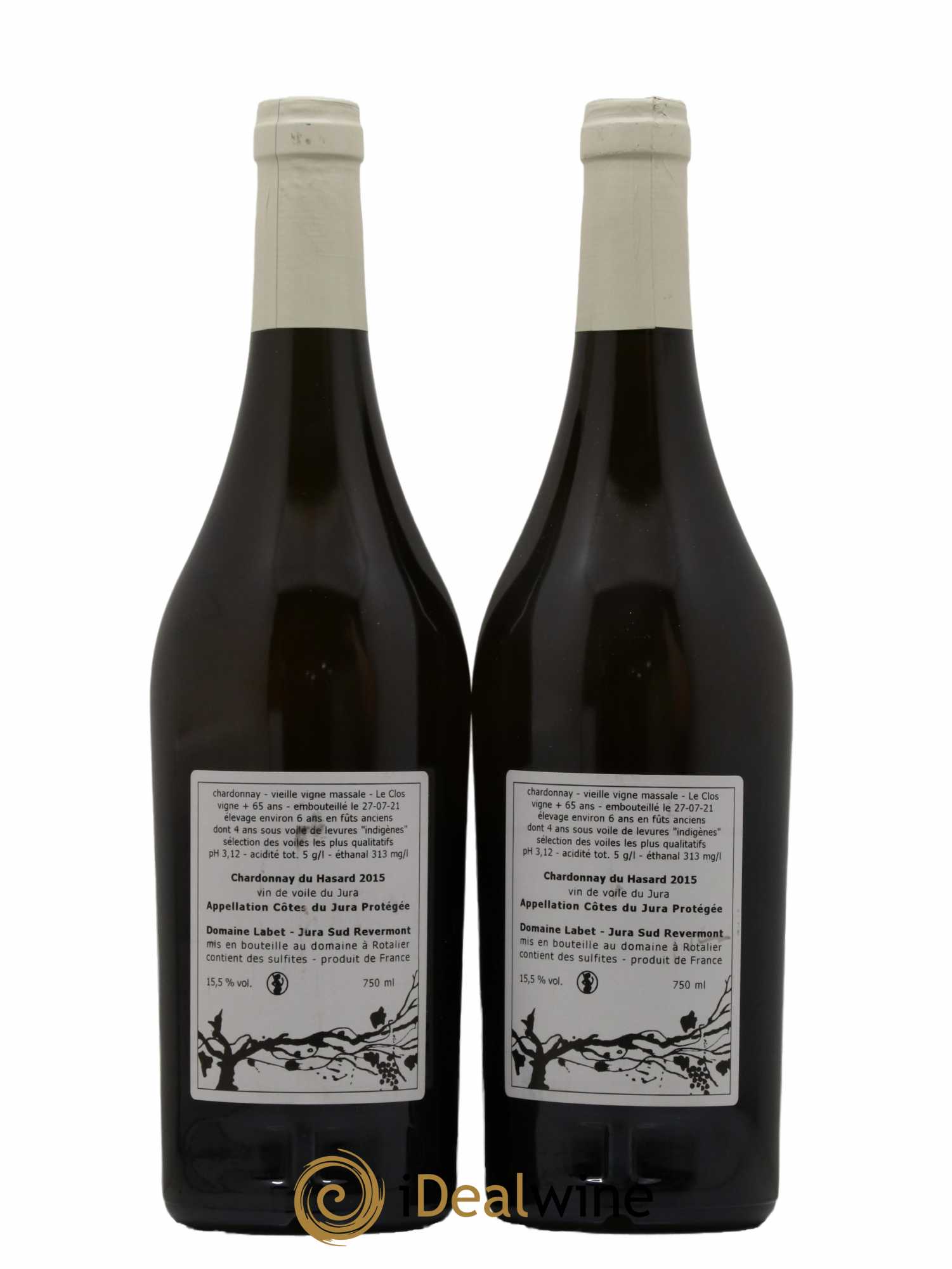 Côtes du Jura Vin de voile Chardonnay du Hasard Romain - Julien  - Charline Labet 2015 - Lot de 2 bouteilles - 1