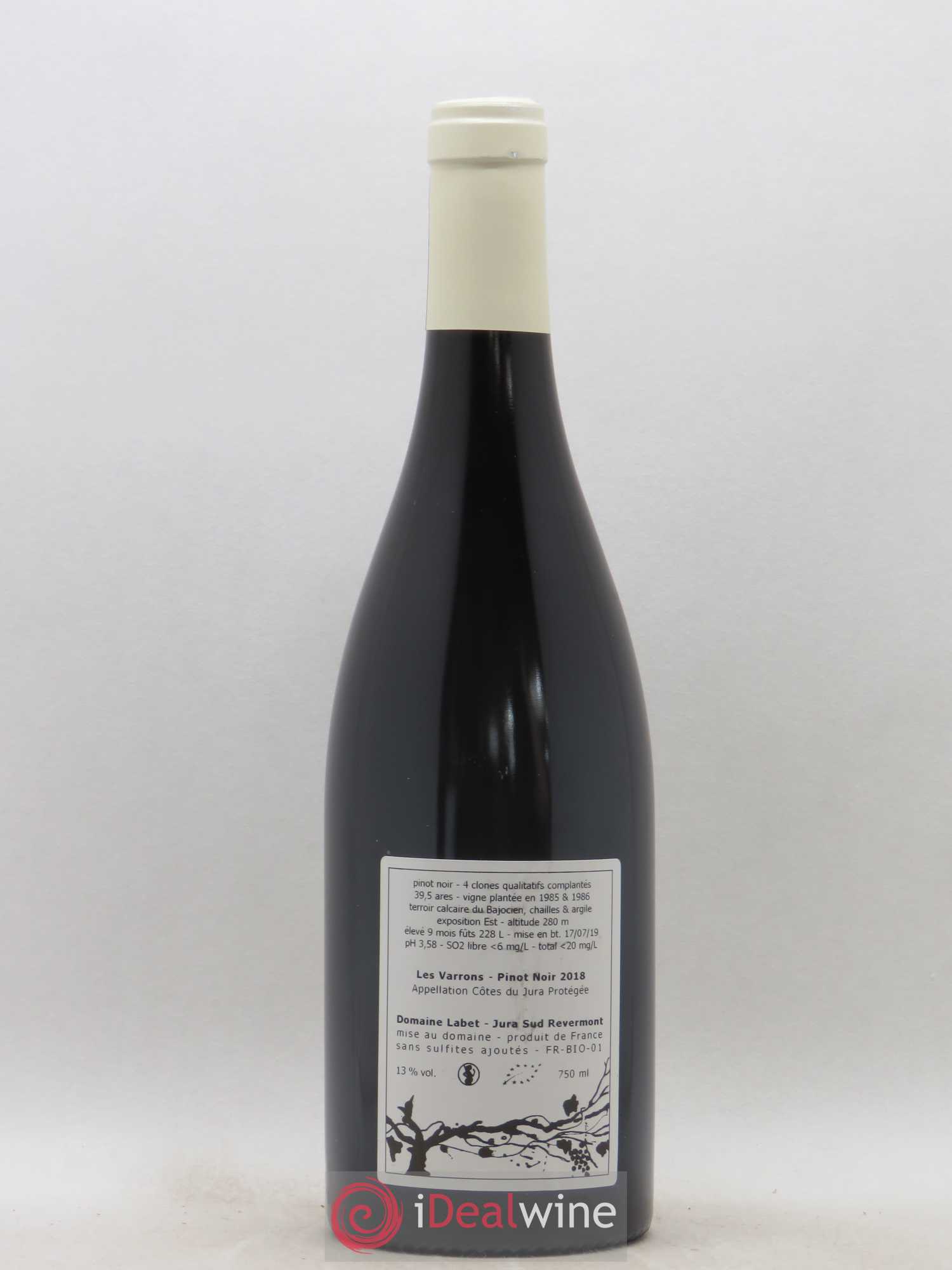 Côtes du Jura Pinot Noir Les Varrons Sélection Massale Romain - Julien - Charline Labet Clones 2018 - Lot de 1 bouteille - 1