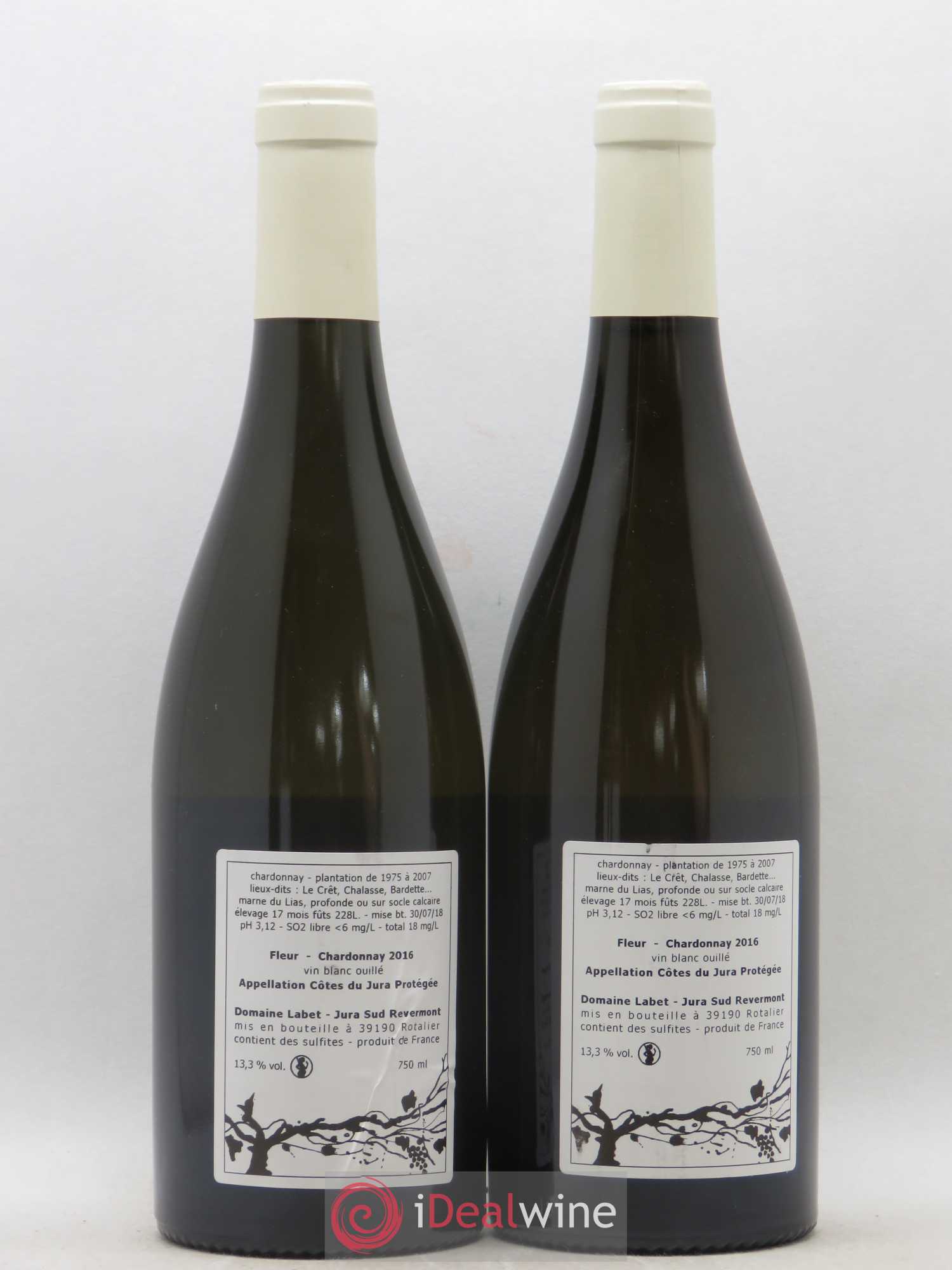 Côtes du Jura Chardonnay Fleur Romain - Julien - Charline Labet 2016 - Lot de 2 bouteilles - 1