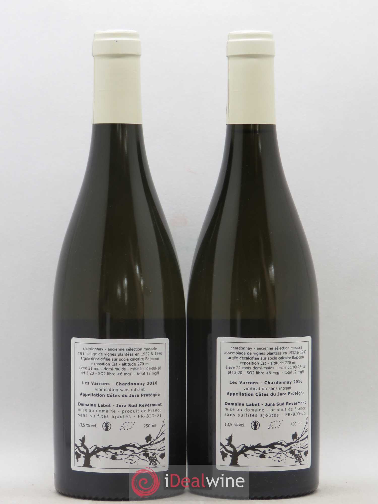 Côtes du Jura Chardonnay Les Varrons Romain - Julien - Charline Labet 2016 - Lot de 2 bouteilles - 1