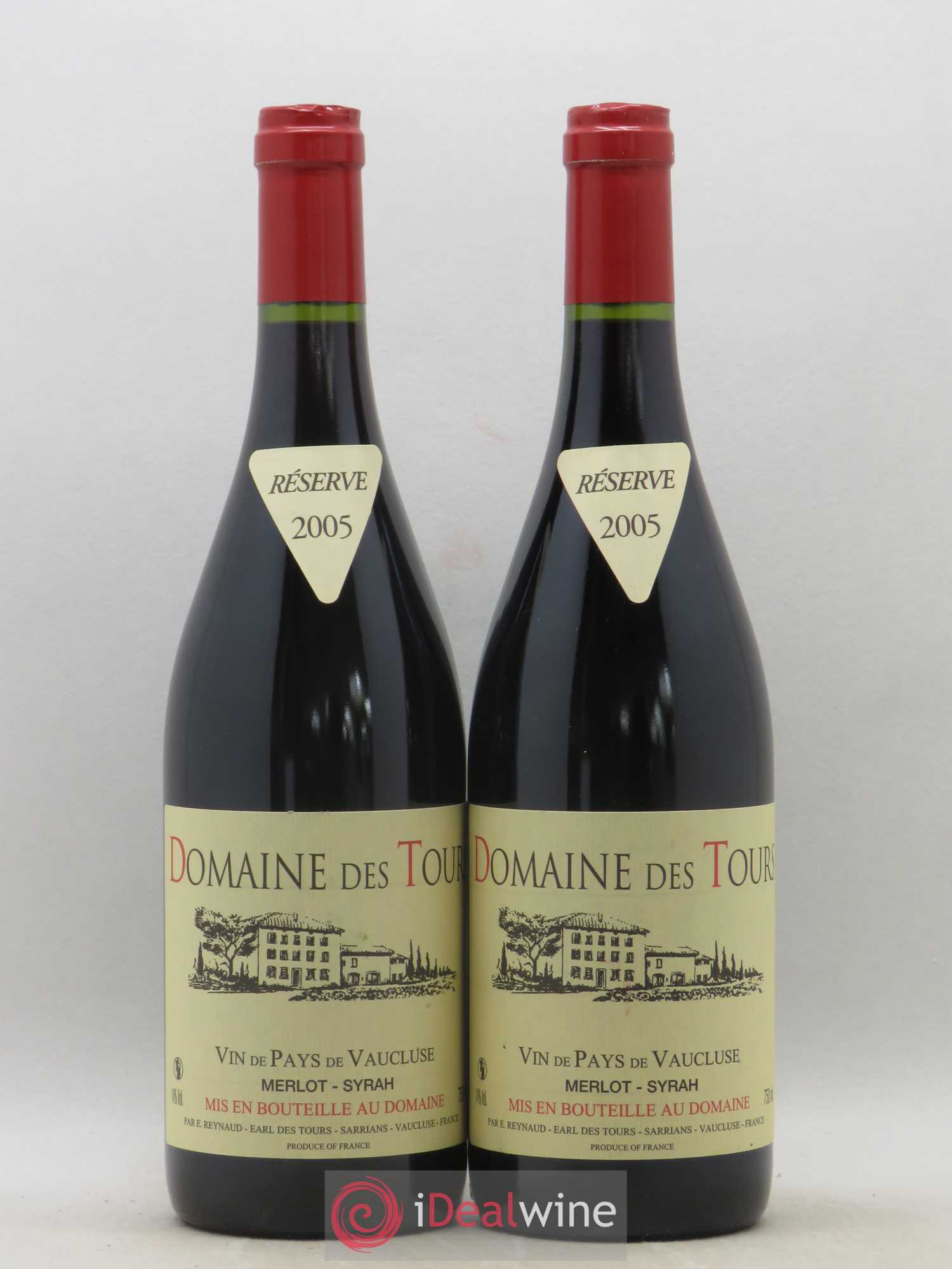 Vaucluse Domaine des Tours Merlot-Syrah Emmanuel Reynaud 2005 - Lot de 2 bouteilles - 0