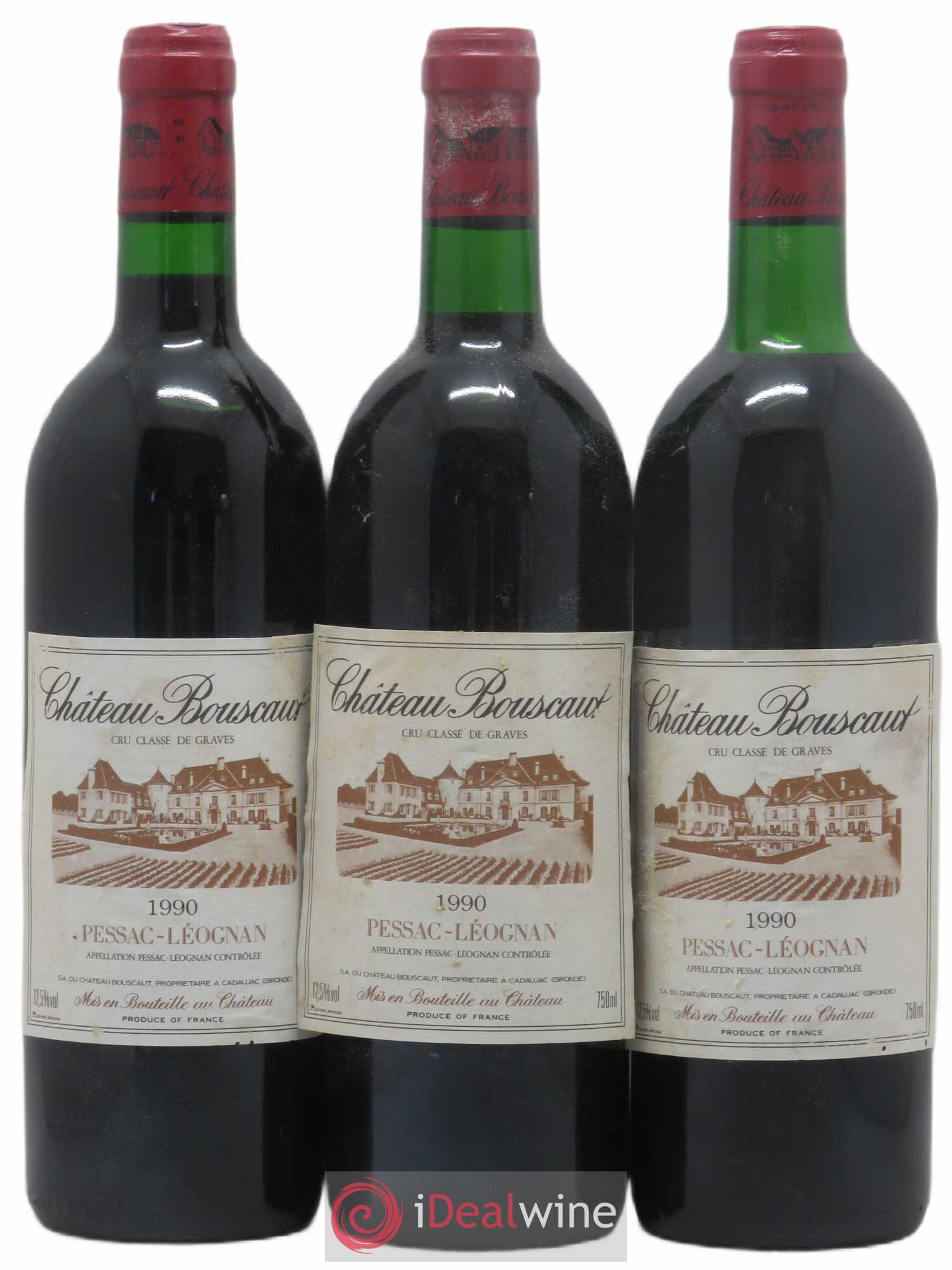 Château Bouscaut Cru Classé de Graves 1990 - Lot de 3 bouteilles - 0