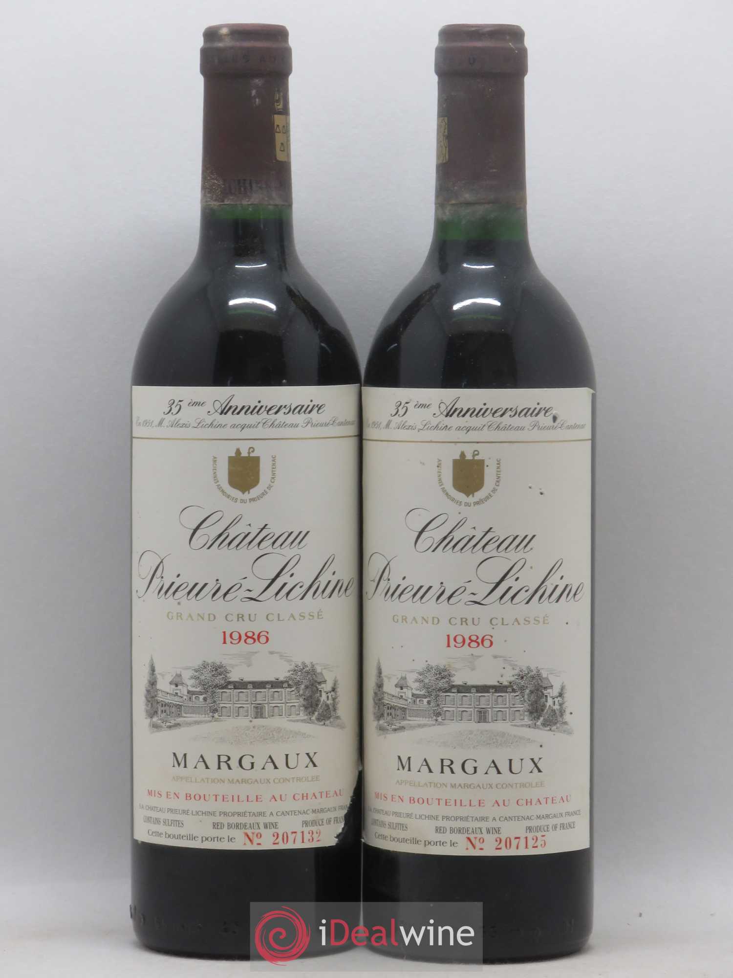 Château Prieuré Lichine 4ème Grand Cru Classé 1986 - Lot de 2 bouteilles - 0