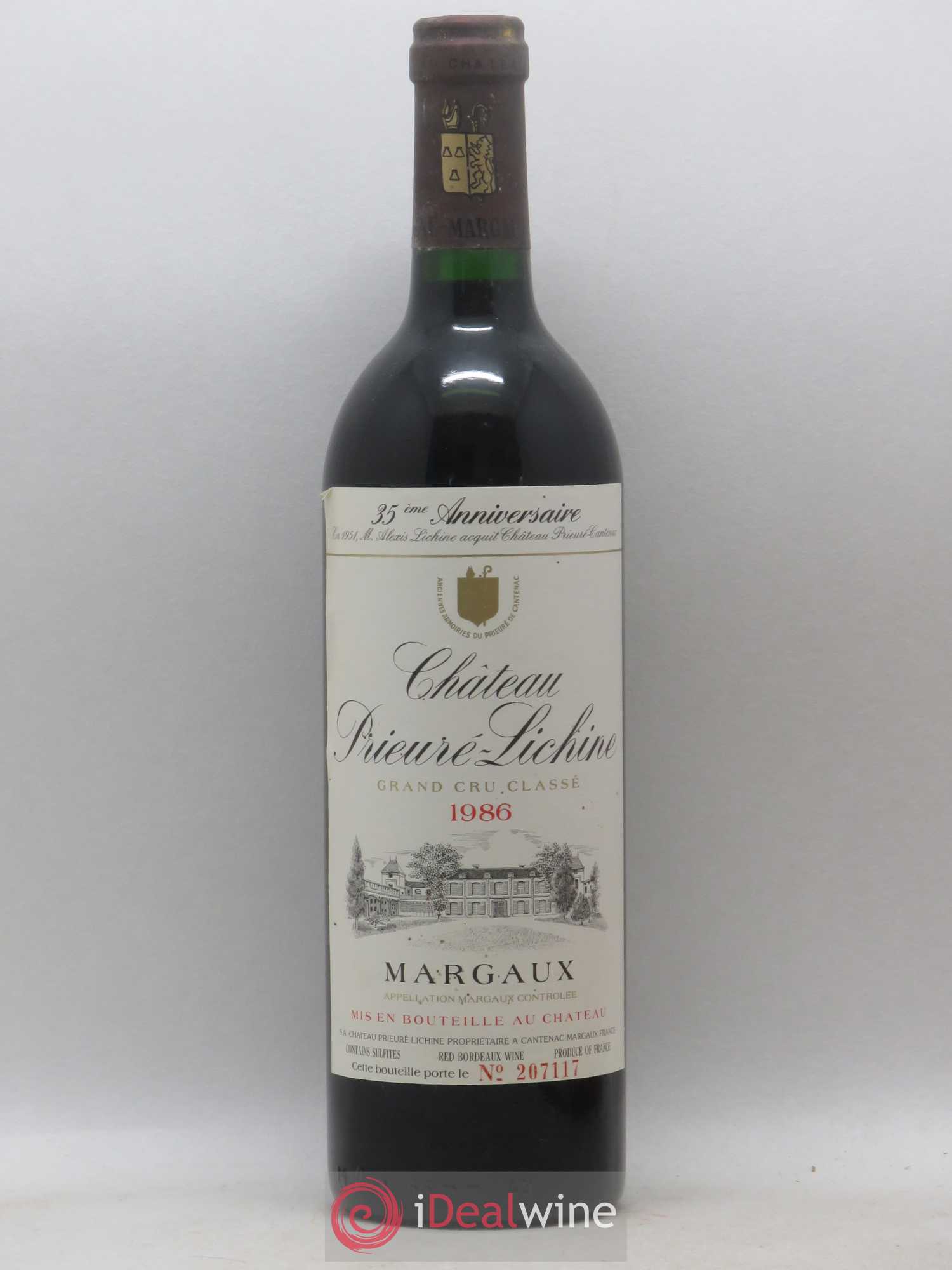 Château Prieuré Lichine 4ème Grand Cru Classé 1986 - Lot de 1 bouteille - 0