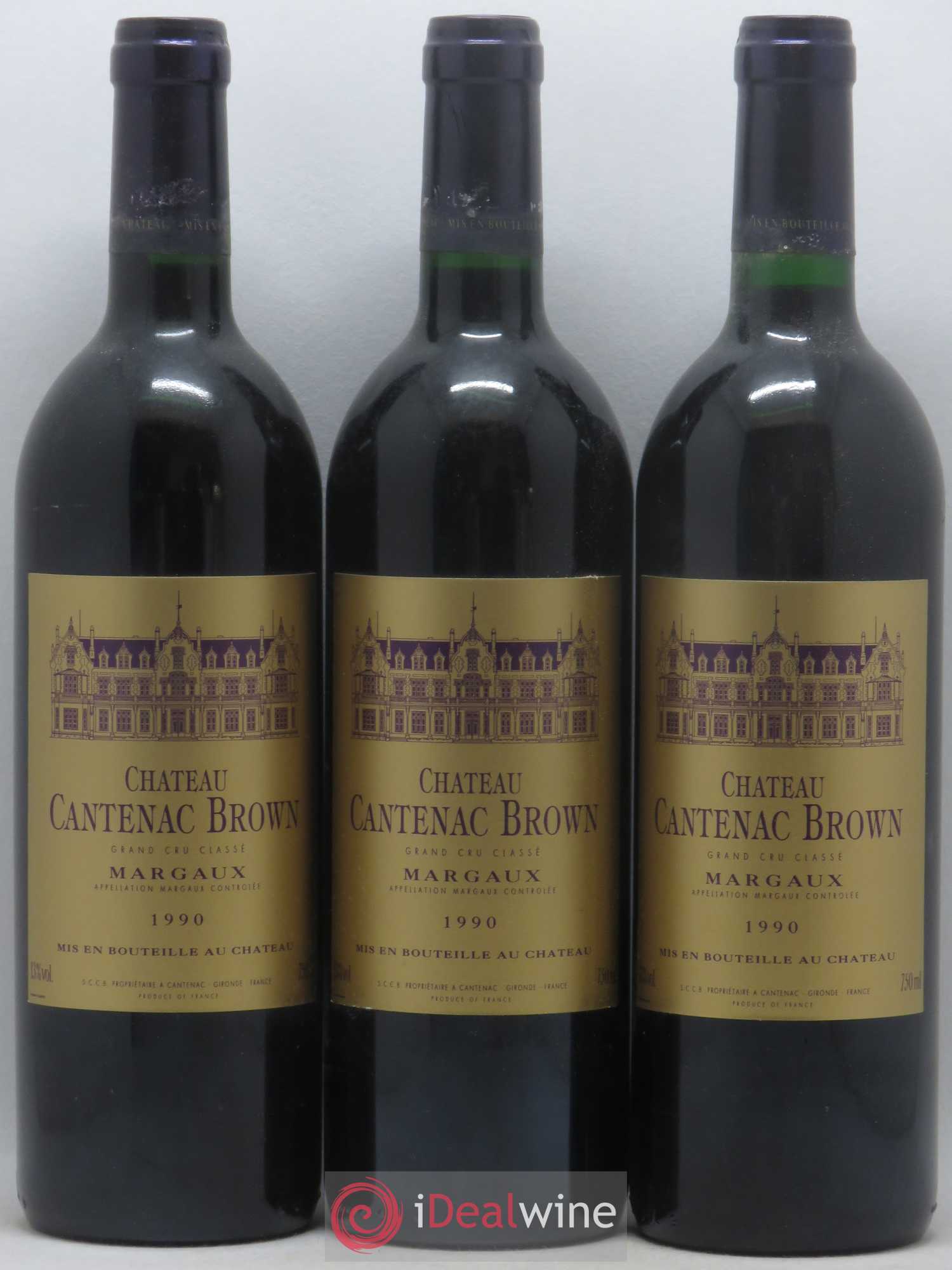 Château Cantenac Brown 3ème Grand Cru Classé 1990 - Lot de 3 bouteilles - 0