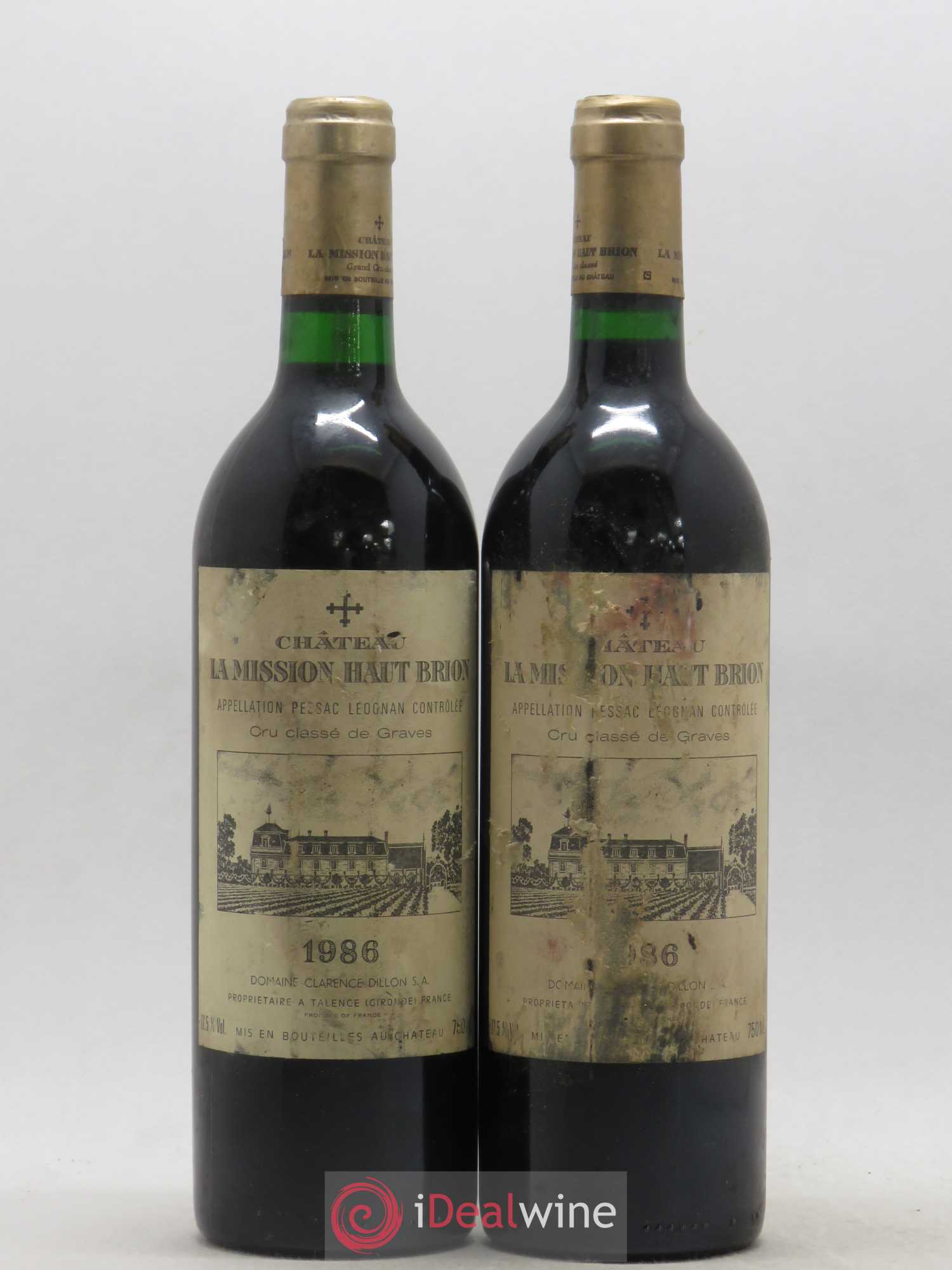 Château la Mission Haut-Brion Cru Classé de Graves 1986 - Lot de 2 bouteilles - 0