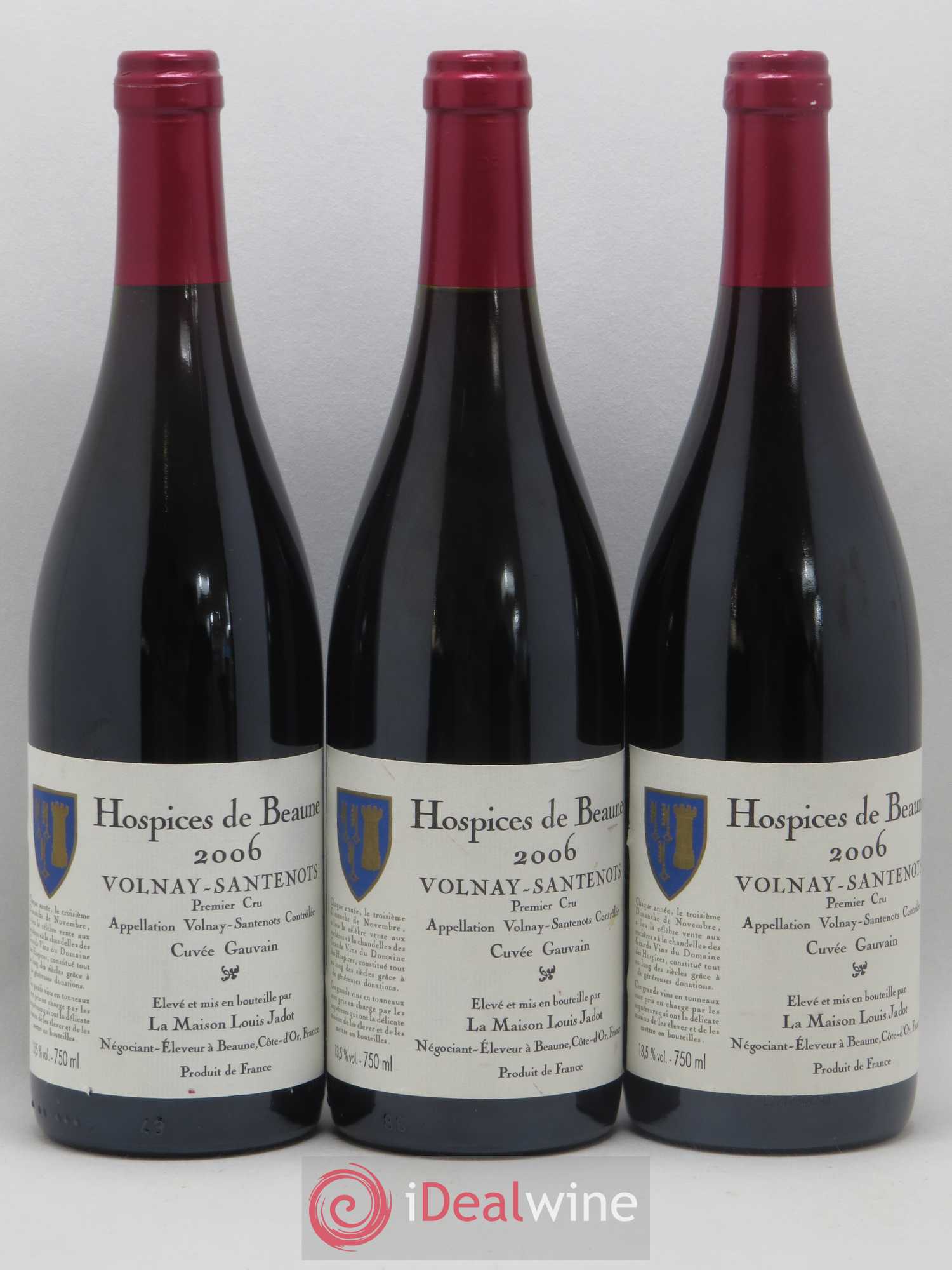Volnay 1er Cru Santenots Cuvée Gauvain Hospices de Beaune Louis Jadot 2006 - Posten von 3 Flaschen - 0