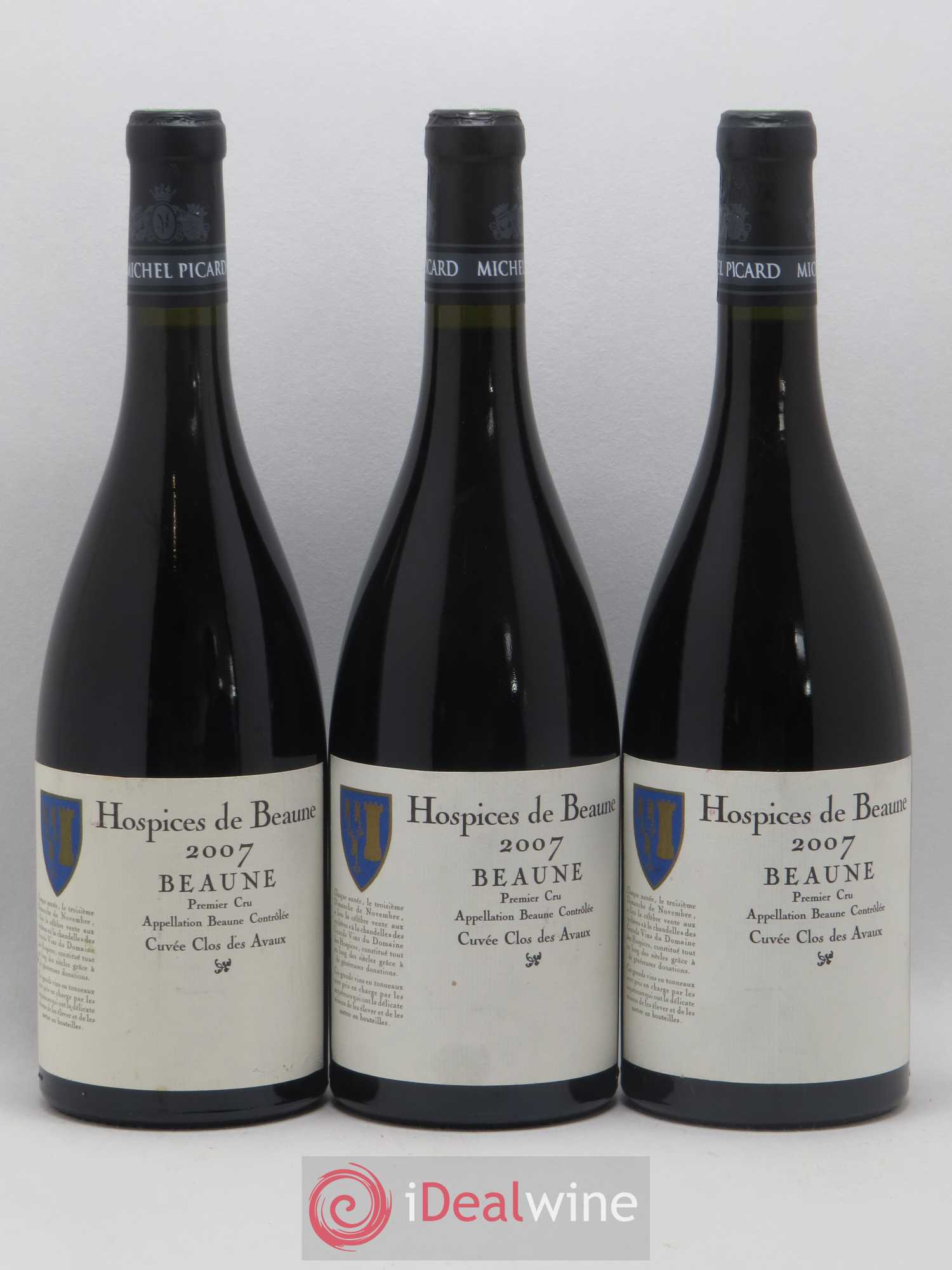 Beaune 1er Cru Clos des Avaux Hospices de Beaune Michel Picard 2007 - Posten von 3 Flaschen - 0