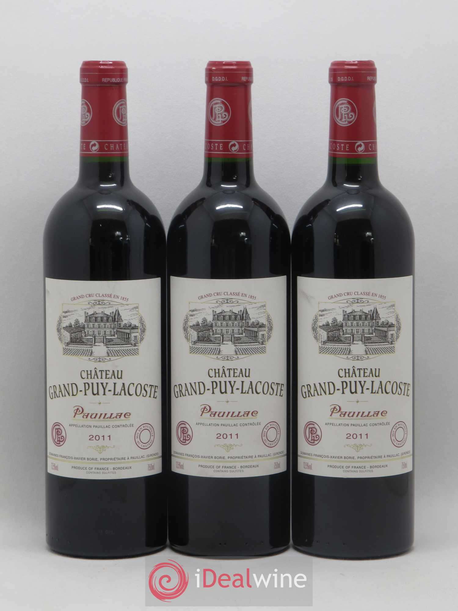 Château Grand Puy Lacoste 5ème Grand Cru Classé 2011 - Lot de 3 bouteilles - 0