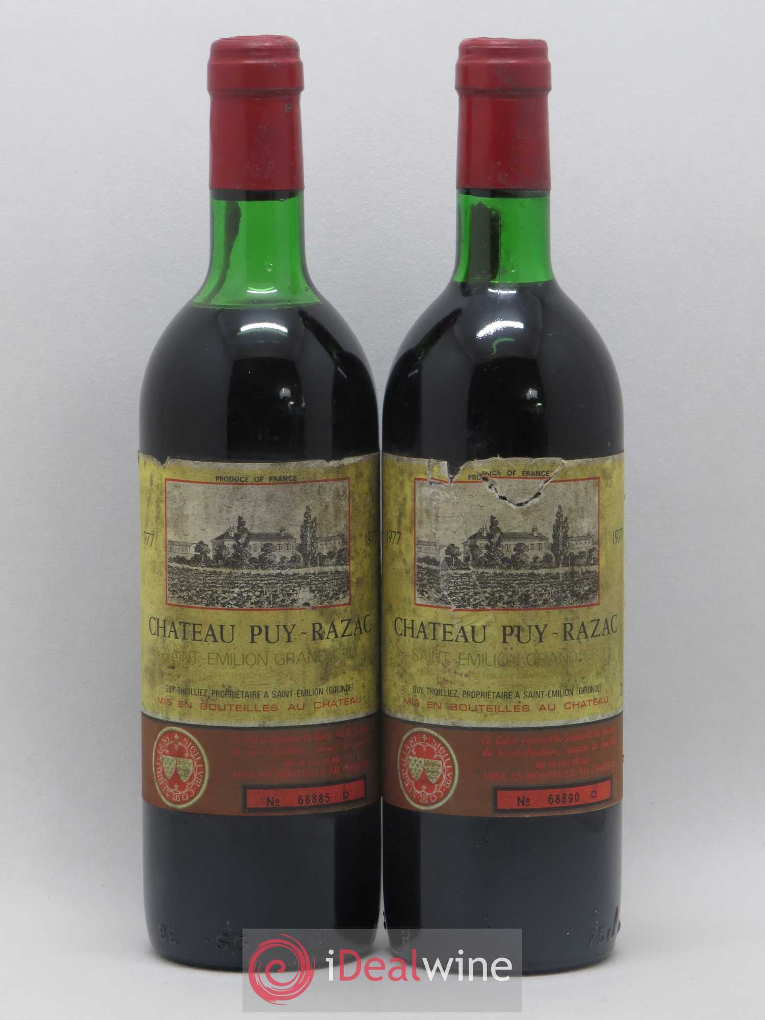 Saint-Émilion Grand Cru Château Puy Razac 1977 - Lot de 2 bouteilles - 0