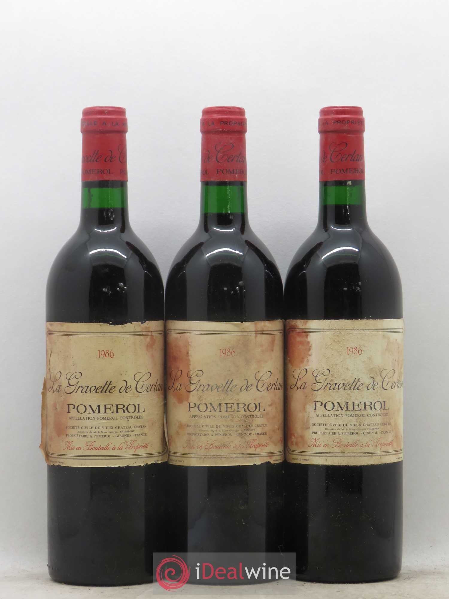 La Gravette de Certan 1986 - Lot de 3 bouteilles - 0