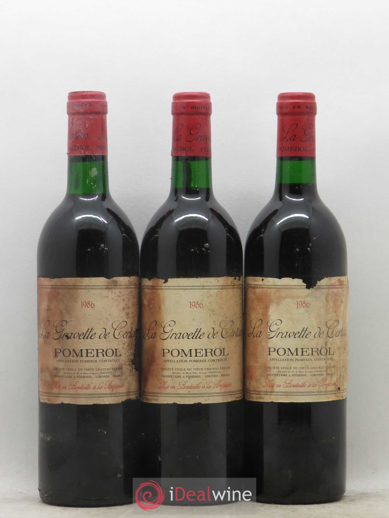 La Gravette de Certan 1986 - Lot de 3 bouteilles - 0