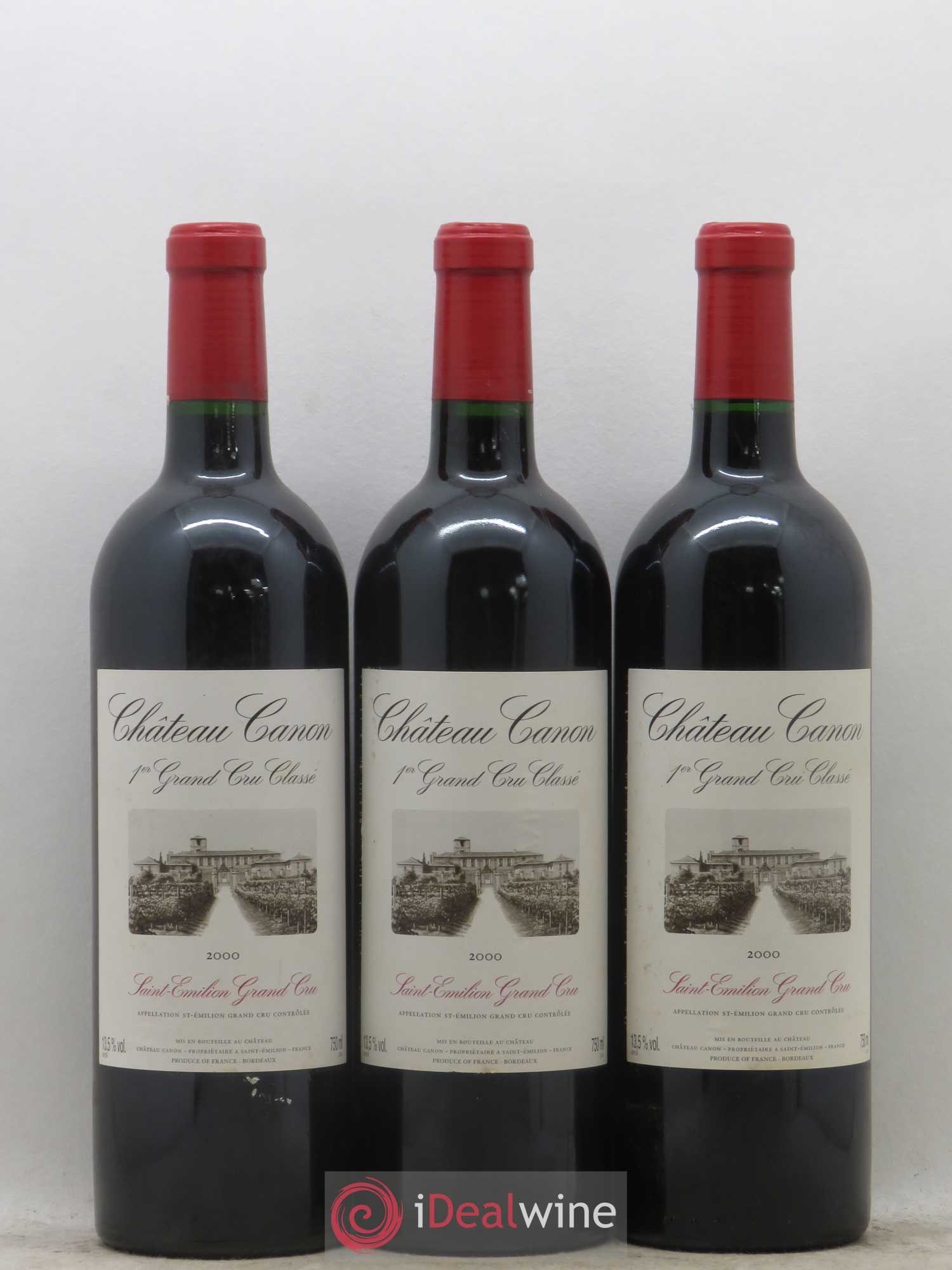 Château Canon 1er Grand Cru Classé B 2000 - Lot de 3 bouteilles - 0