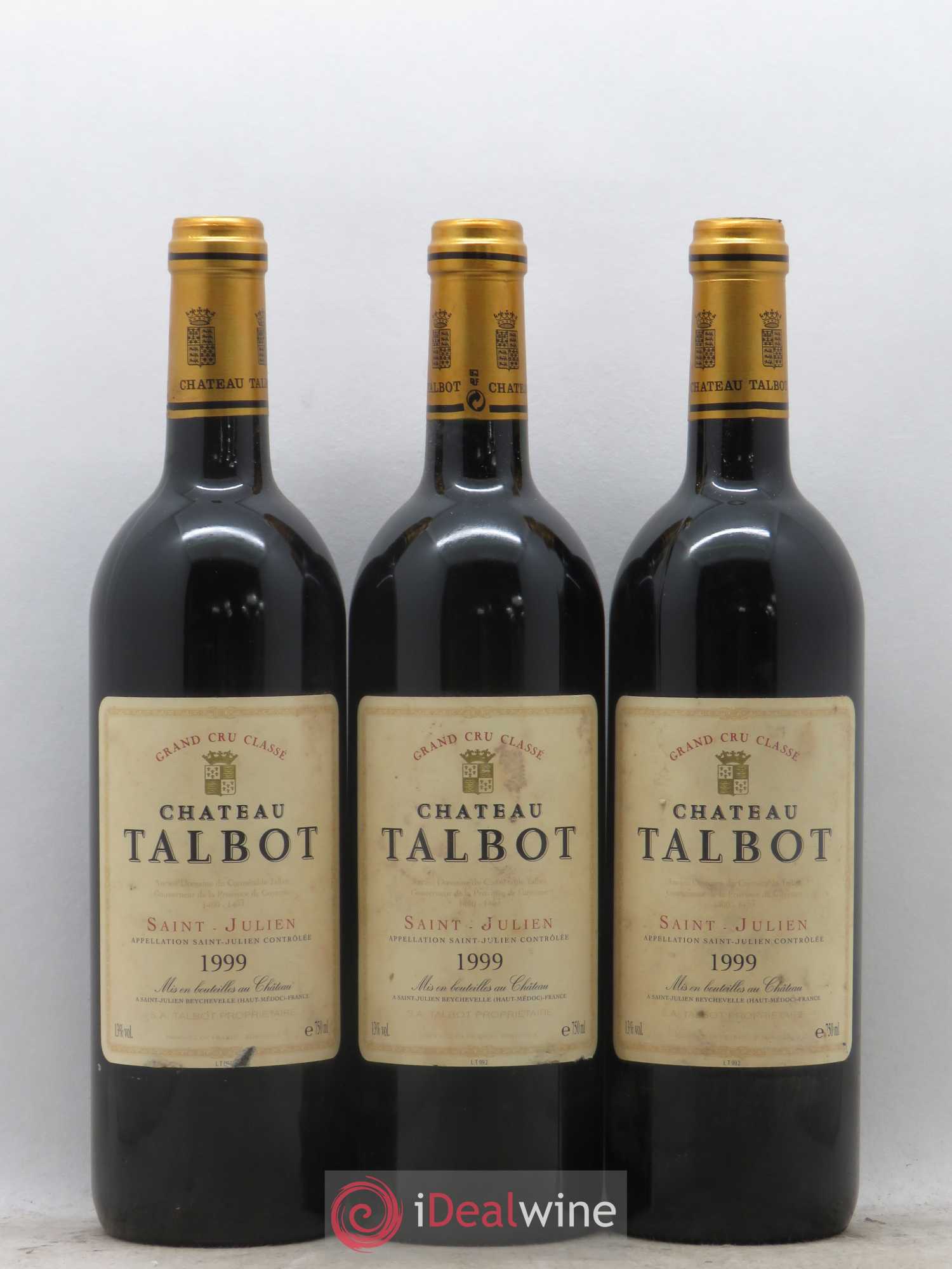 Château Talbot 4ème Grand Cru Classé 1999 - Lot de 3 bouteilles - 0