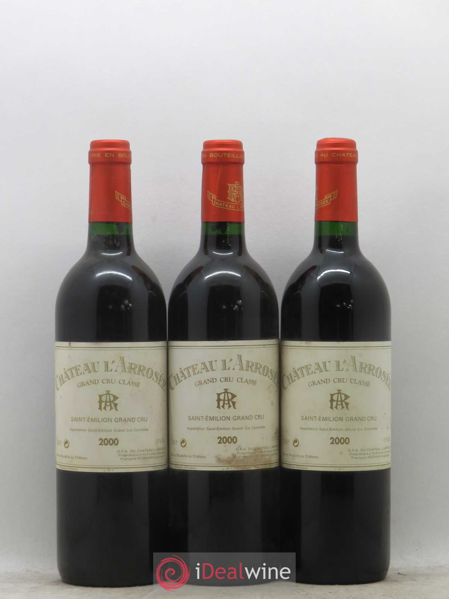 Château l' Arrosée Grand Cru Classé 2000 - Lot de 3 bouteilles - 0