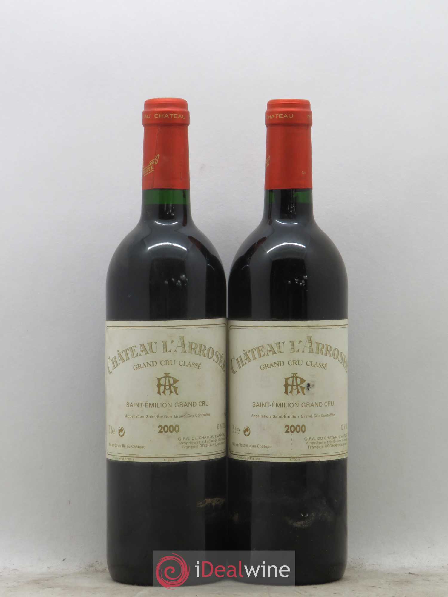 Château l' Arrosée Grand Cru Classé 2000 - Lot de 2 bouteilles - 0