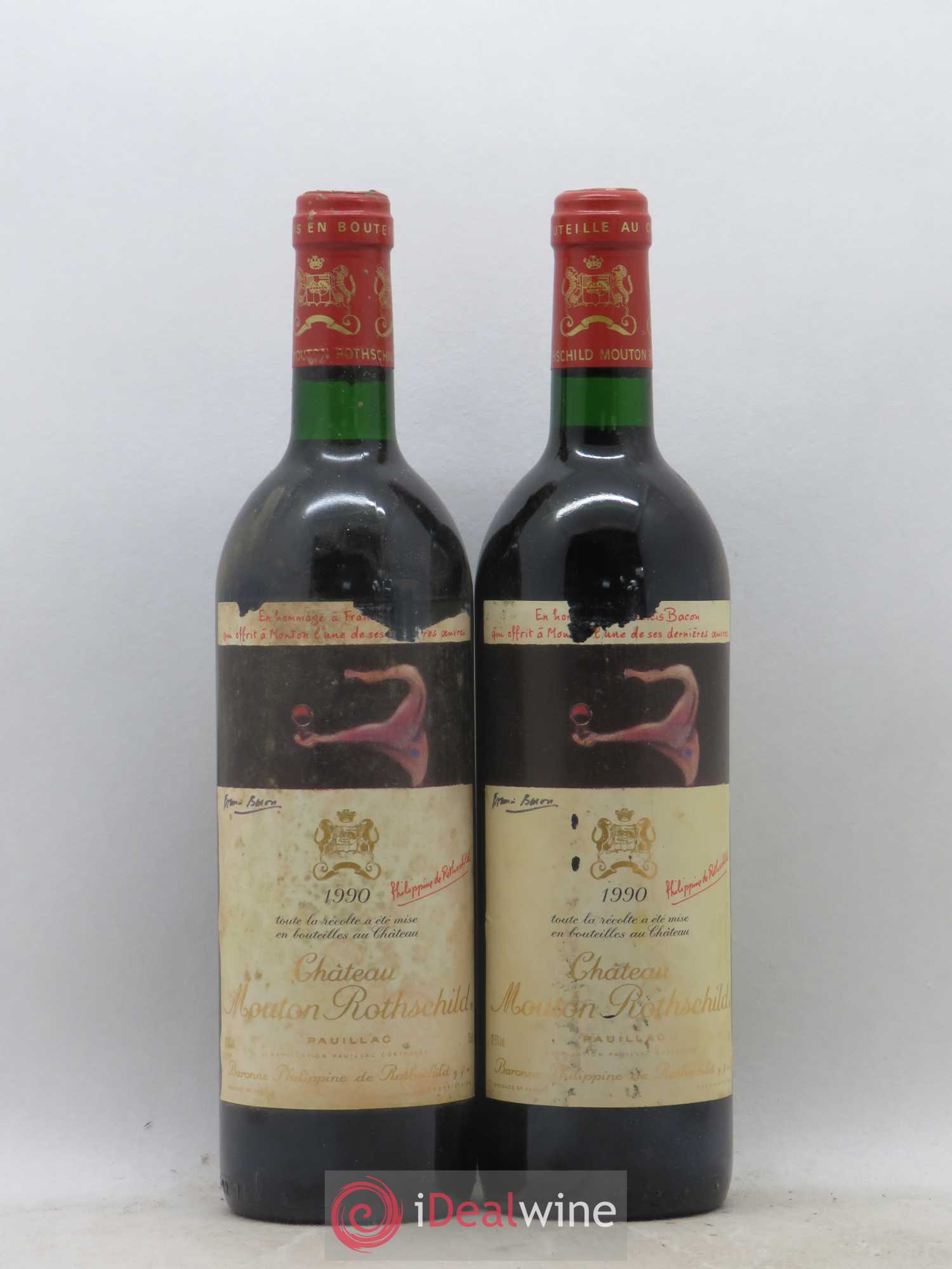Château Mouton Rothschild 1er Grand Cru Classé 1990 - Lot de 2 bouteilles - 0