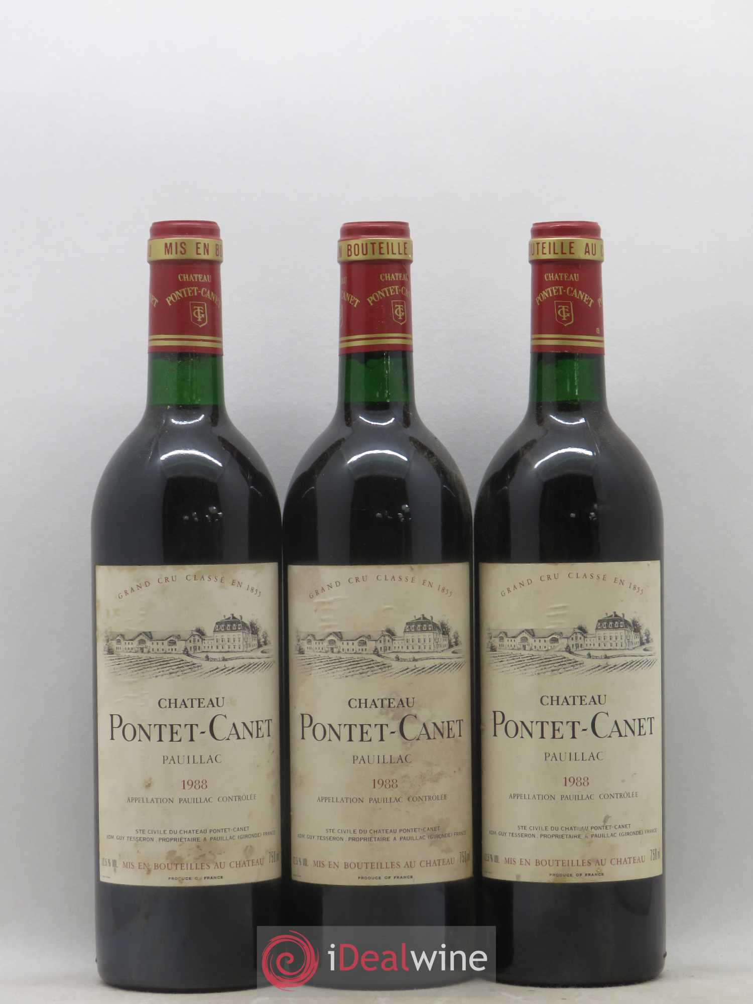 Château Pontet Canet 5ème Grand Cru Classé 1988 - Lot de 3 bouteilles - 0