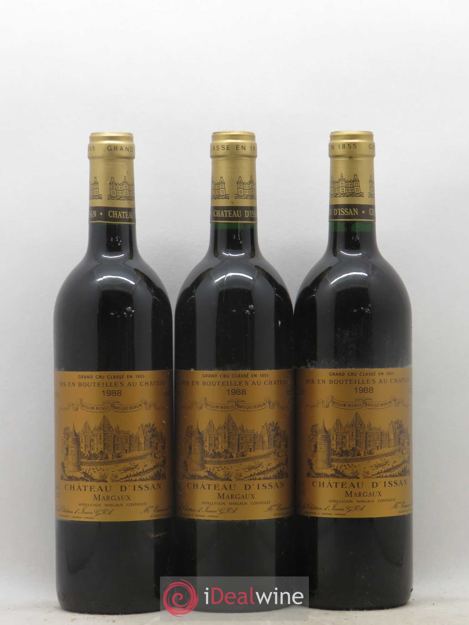 Château d'Issan 3ème Grand Cru Classé 1988 - Lot de 3 bouteilles - 0