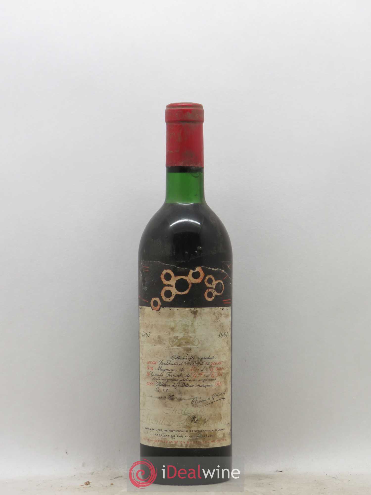 Château Mouton Rothschild 1er Grand Cru Classé 1967 - Lot de 1 bouteille - 0