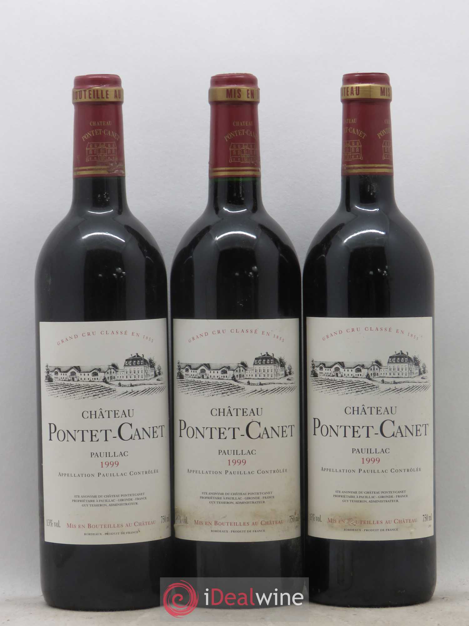 Château Pontet Canet 5ème Grand Cru Classé 1999 - Lot de 3 bouteilles - 0