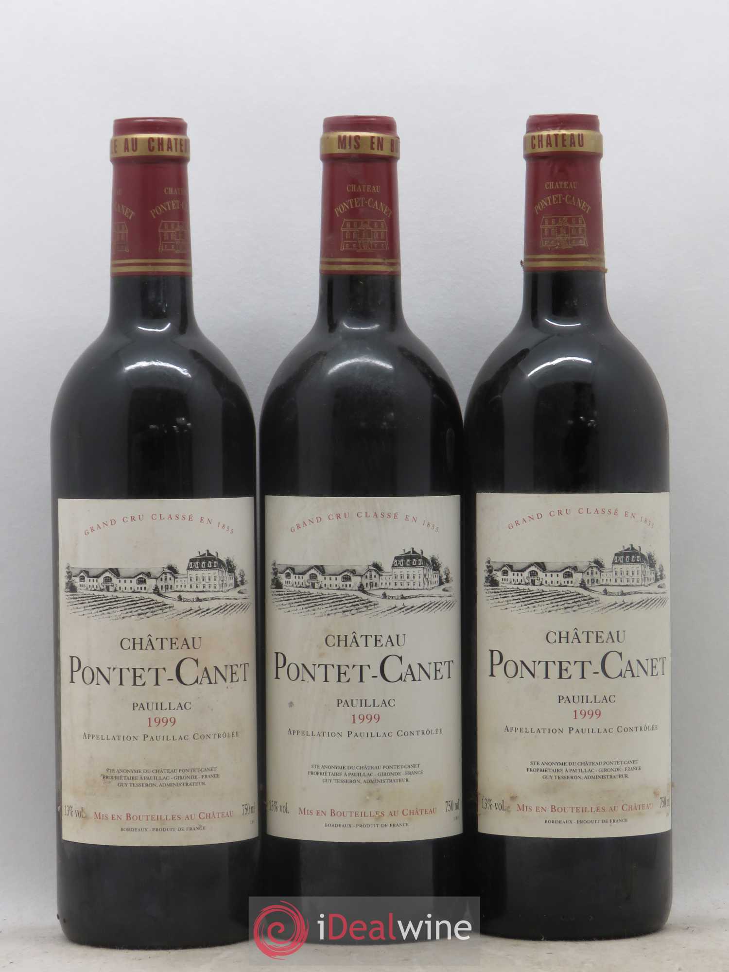 Château Pontet Canet 5ème Grand Cru Classé 1999 - Lot de 3 bouteilles - 0