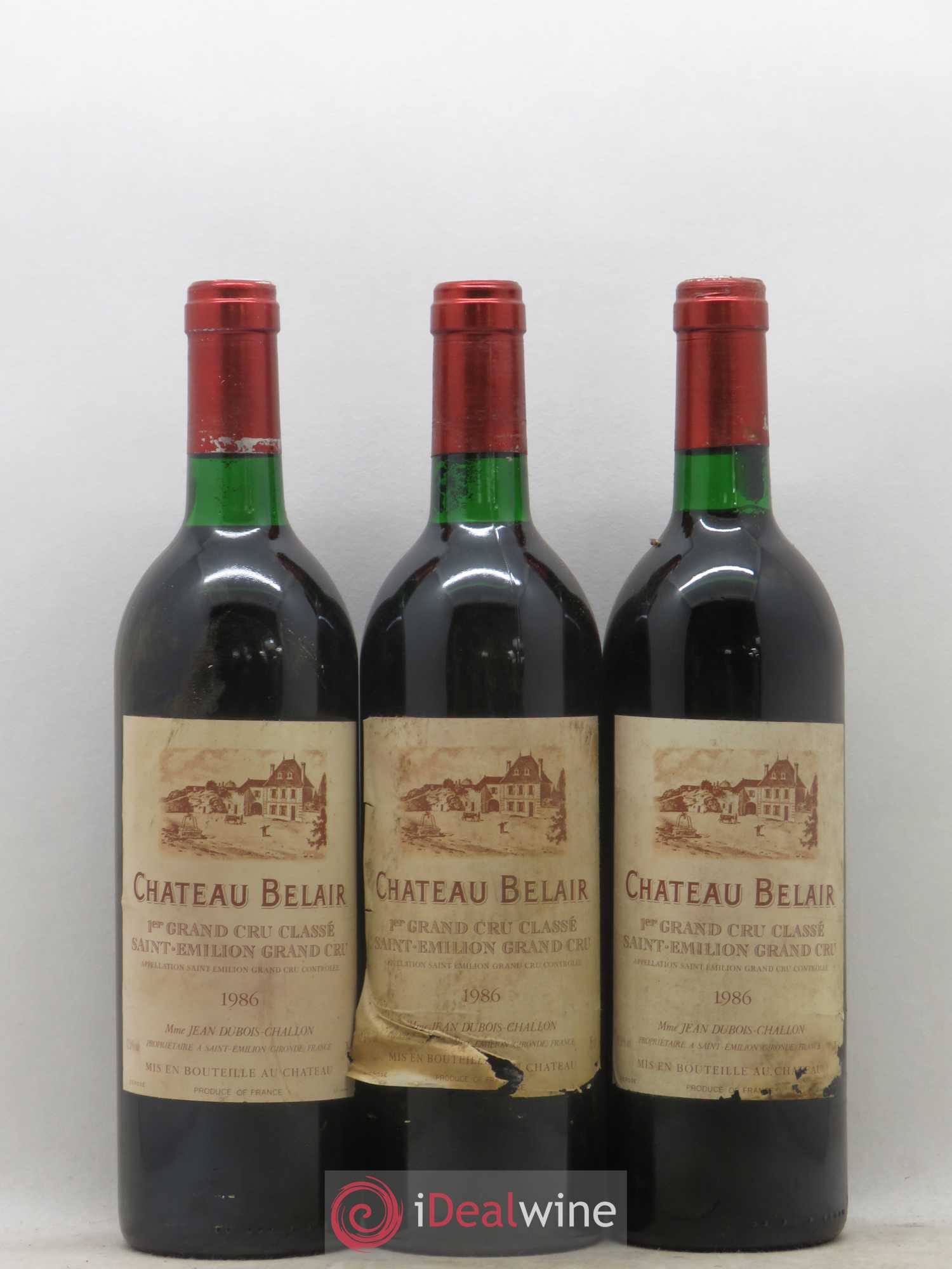 Château Belair (Belair-Monange) 1er Grand Cru Classé B 1986 - Lot de 6 bouteilles - 1