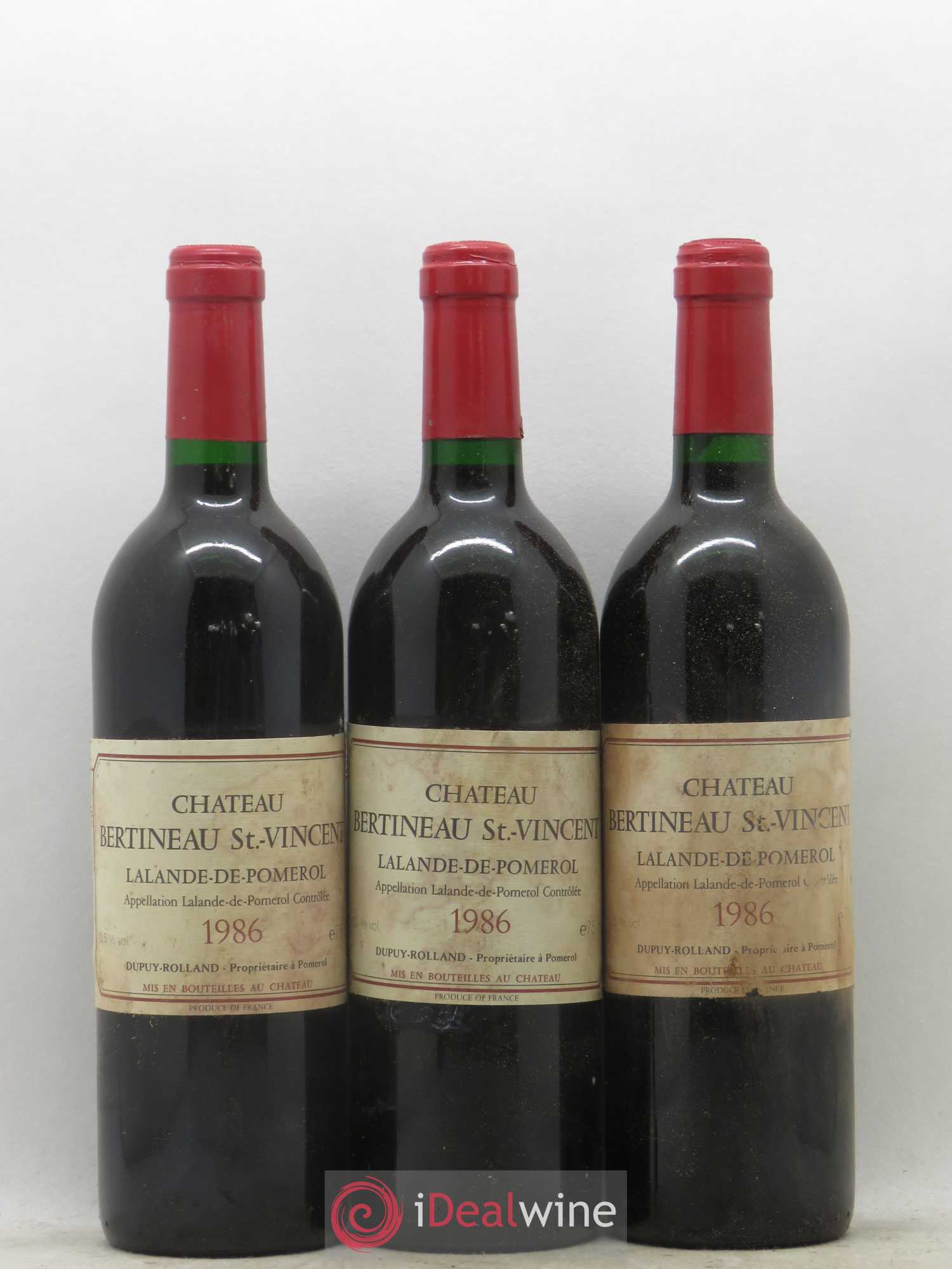 Lalande-de-Pomerol Chateau Bertineau Saint Vincent 1986 - Posten von 6 Flaschen - 2