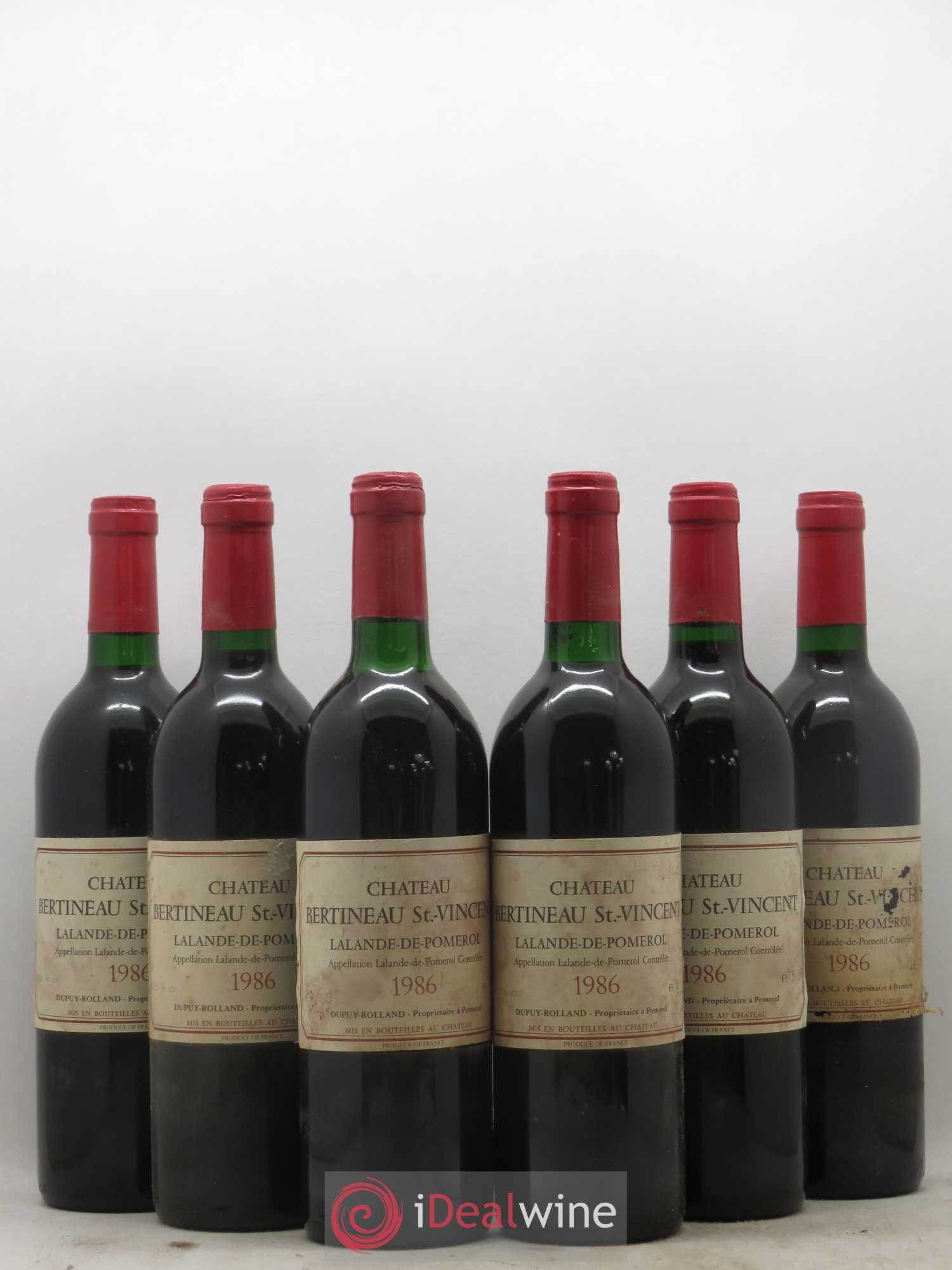 Lalande-de-Pomerol Chateau Bertineau Saint Vincent 1986 - Posten von 6 Flaschen - 0