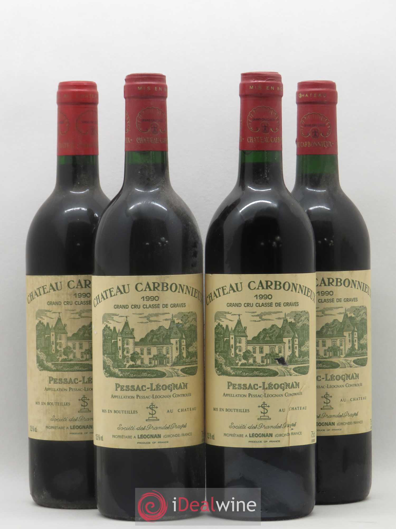 Château Carbonnieux Cru Classé de Graves 1990 - Lot de 4 bouteilles - 0