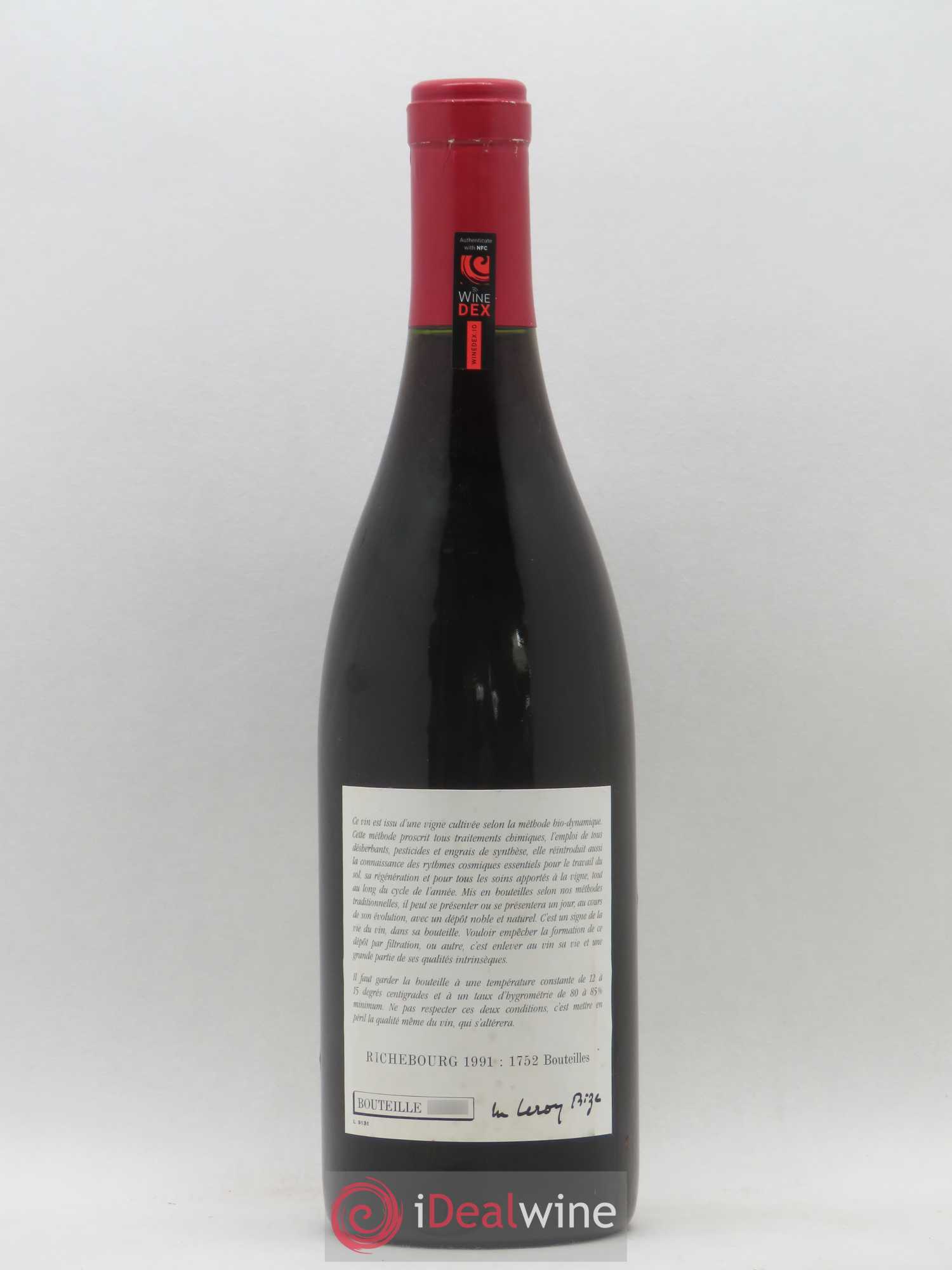 Richebourg Grand Cru Leroy (Domaine) 1991 - Lot de 1 bouteille - 1