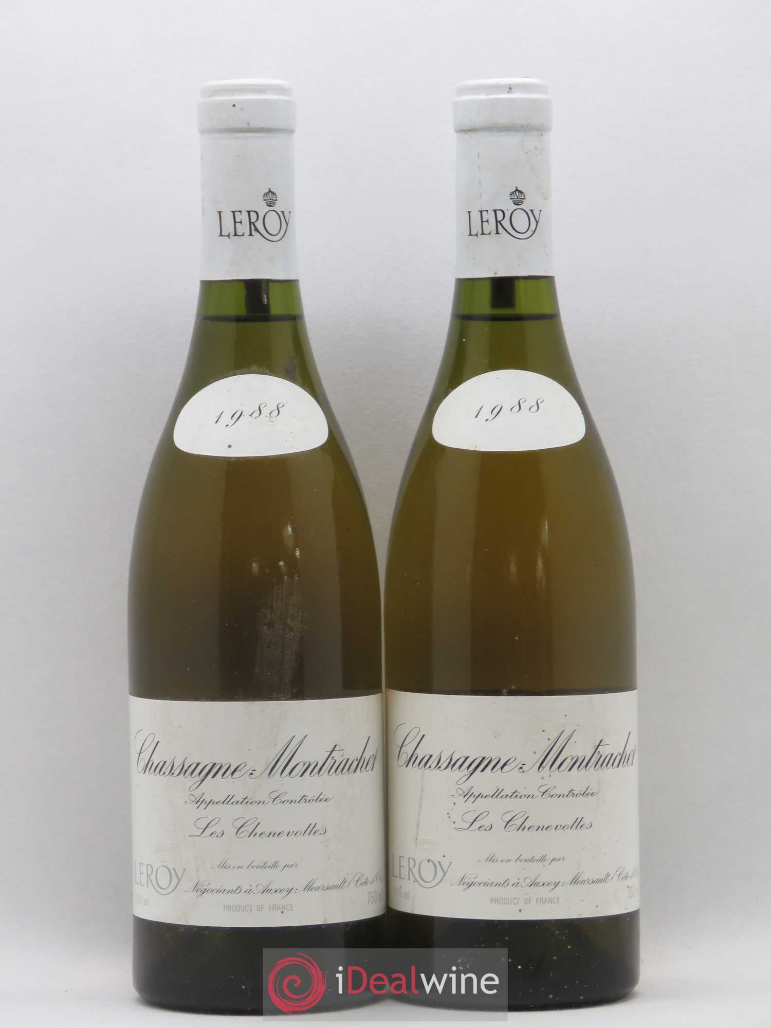 Chassagne-Montrachet 1er Cru Les Chenevottes Leroy SA 1988 - Lotto di 2 bottiglie - 0