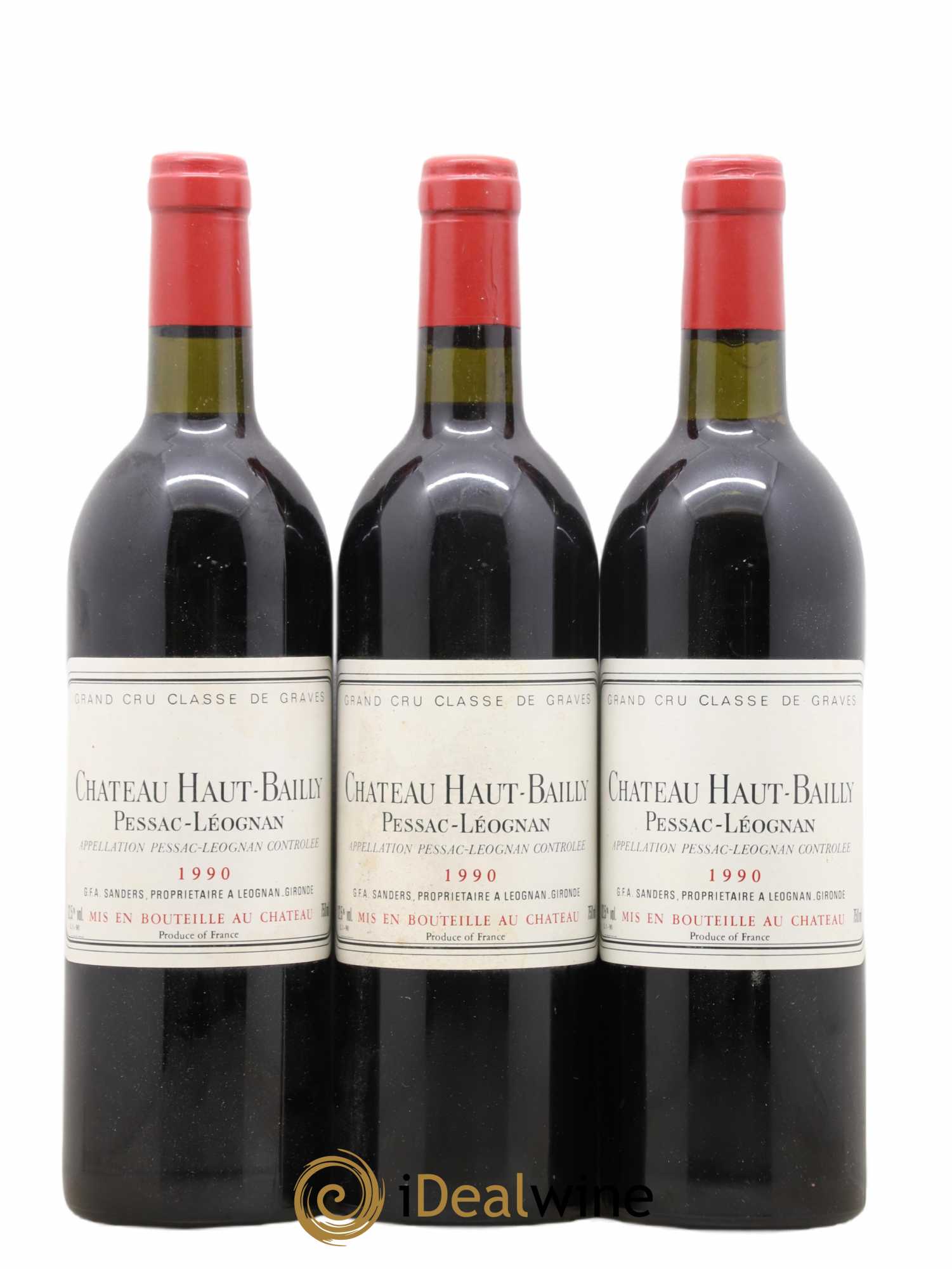 Château Haut-Bailly Cru Classé de Graves 1990 - Lot de 3 bouteilles - 0