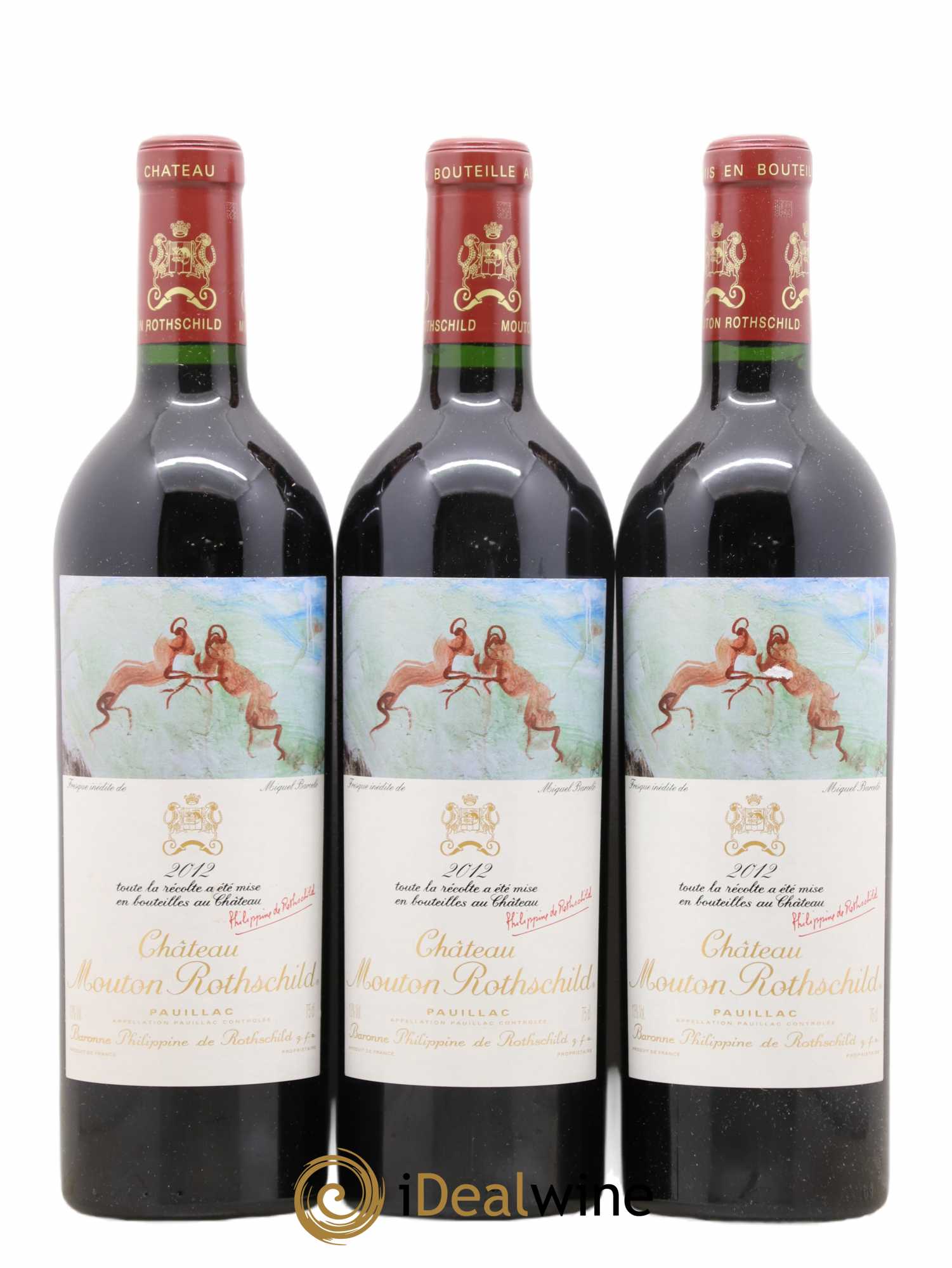 Château Mouton Rothschild 1er Grand Cru Classé 2012 - Lot de 3 bouteilles - 0