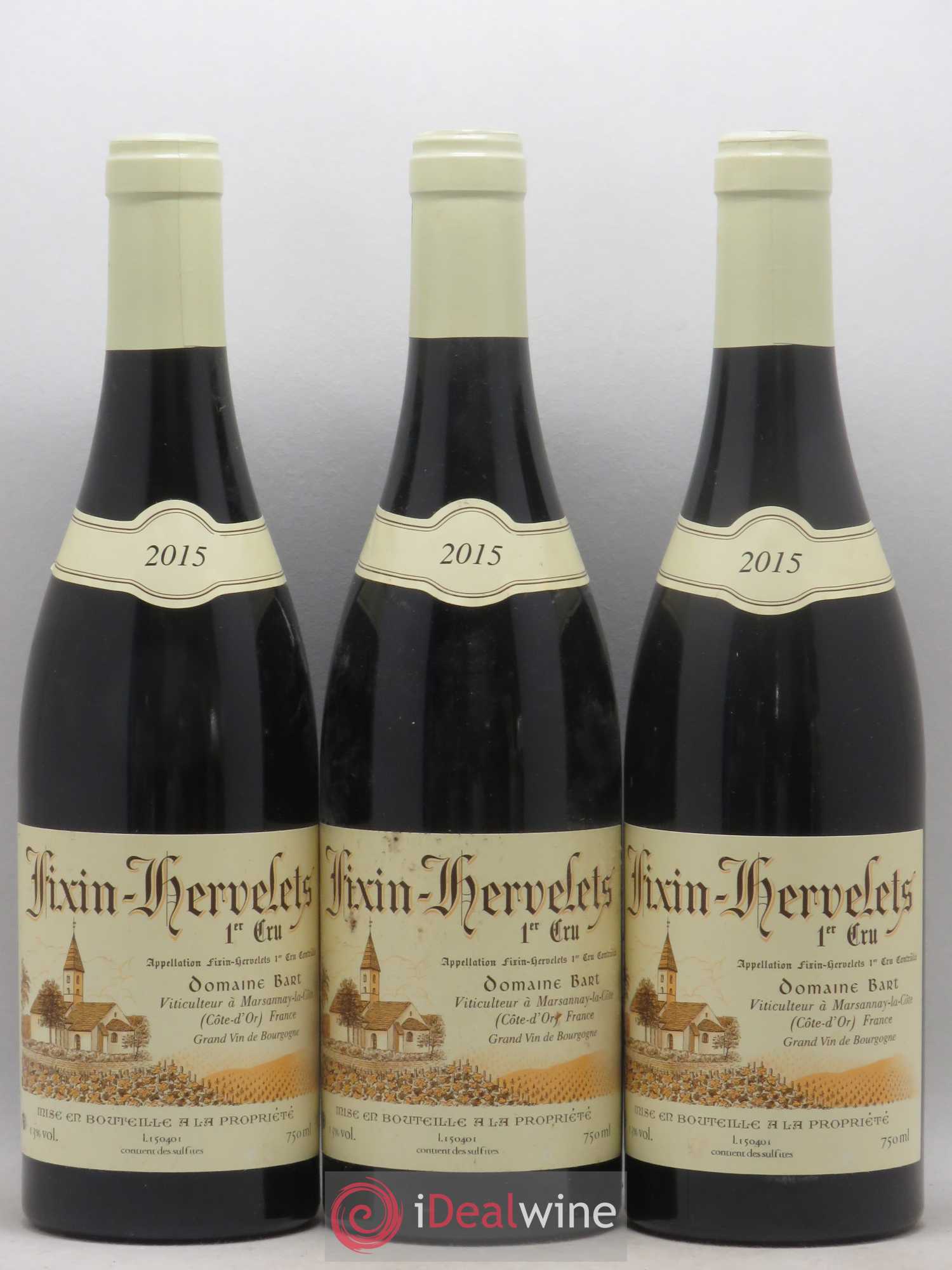 Fixin 1er Cru Hervelets Bart (Domaine) 2015 - Lot de 3 bouteilles - 0