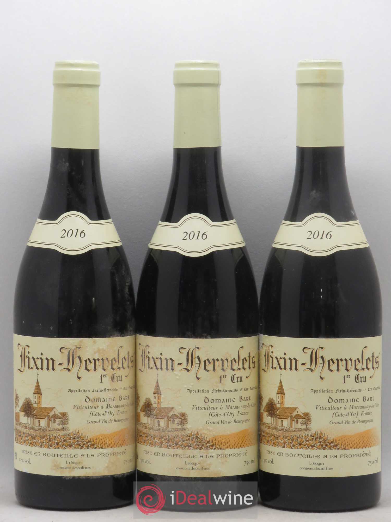Fixin 1er Cru Hervelets Bart (Domaine) 2016 - Lot de 3 bouteilles - 0