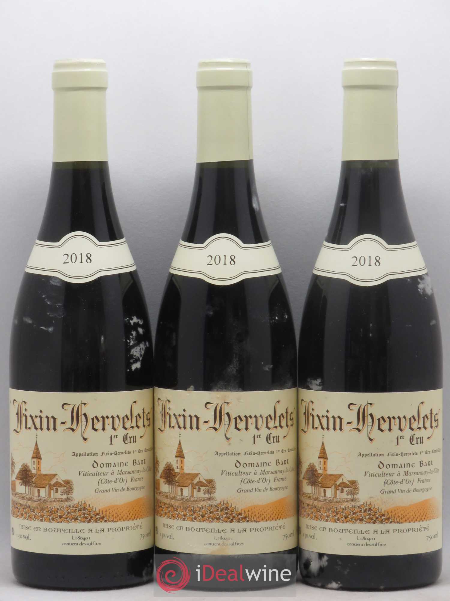 Fixin 1er Cru Hervelets Bart (Domaine) 2018 - Lot de 3 bouteilles - 0