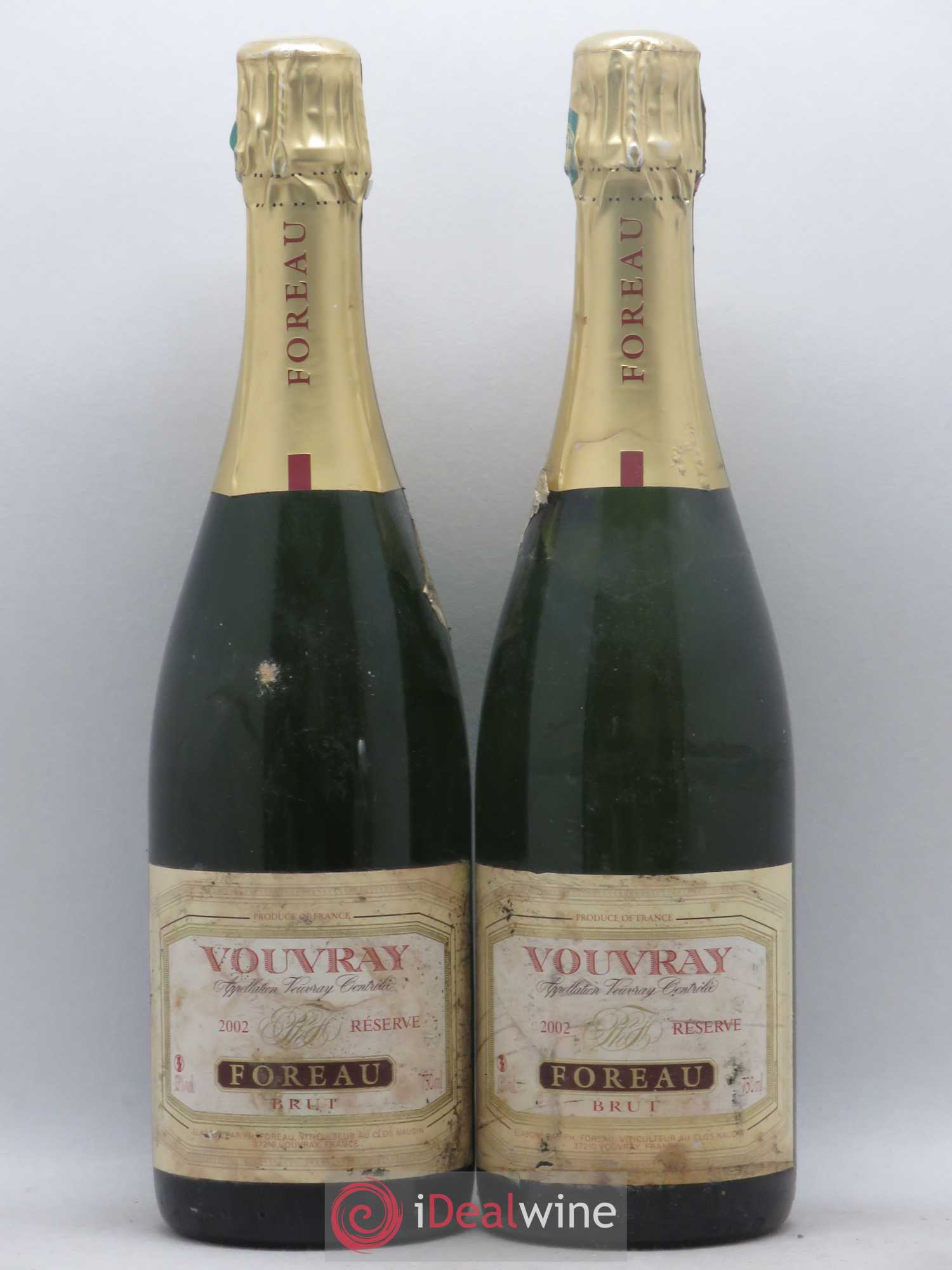 Vouvray Méthode Traditionnelle Brut Reserve Clos Naudin - Philippe Foreau 2002 - Lot de 2 bouteilles - 0