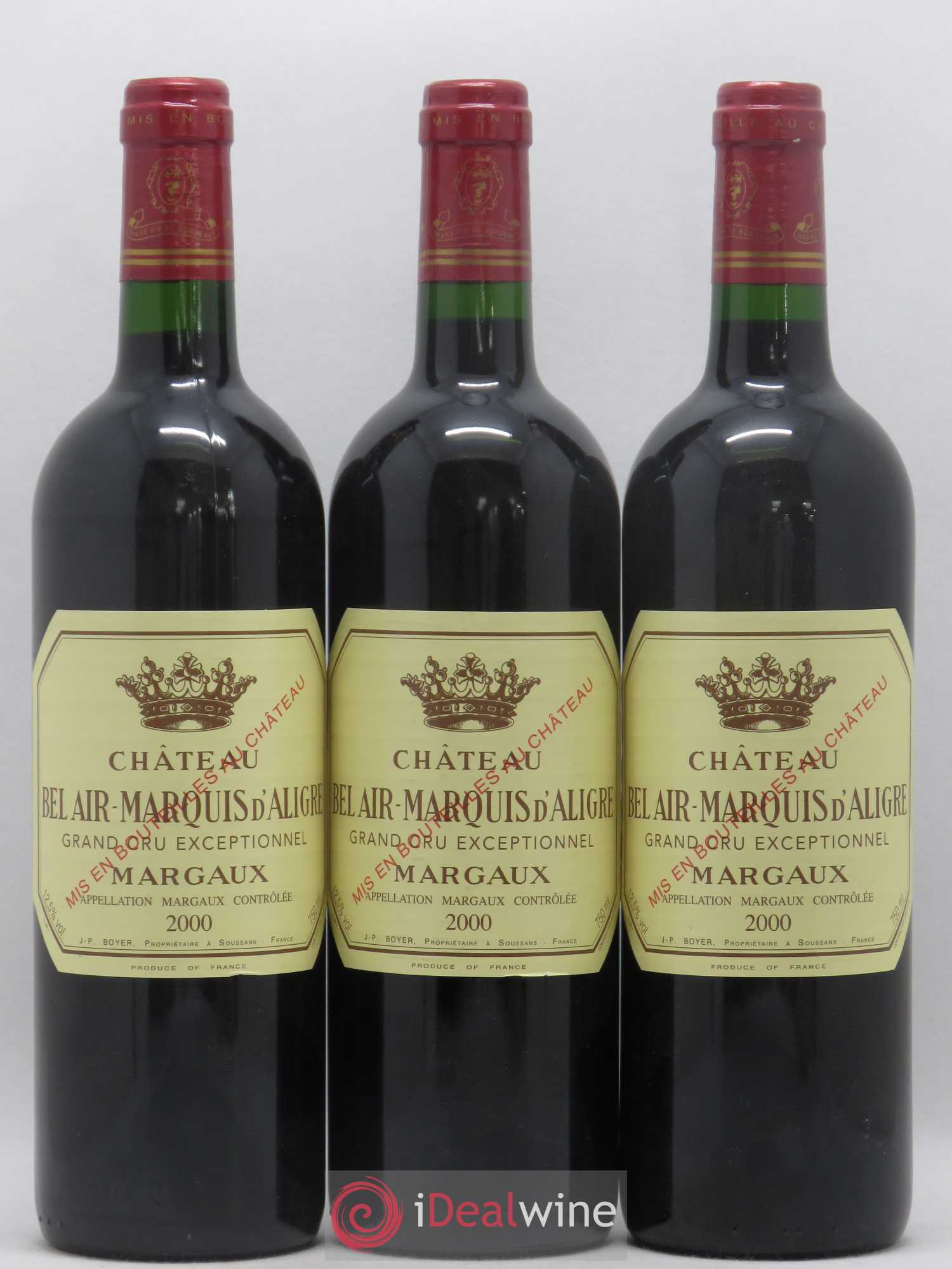 Château Bel Air Marquis d'Aligre 2000 - Lot de 3 bouteilles - 0