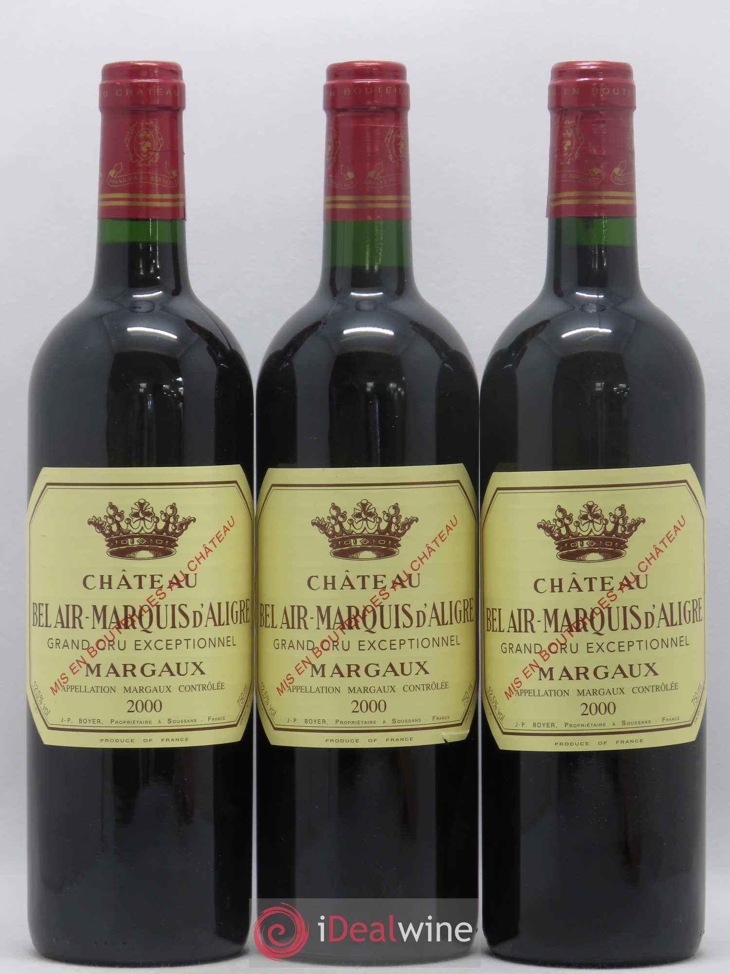 Château Bel Air Marquis d'Aligre 2000 - Lot de 3 bouteilles - 0