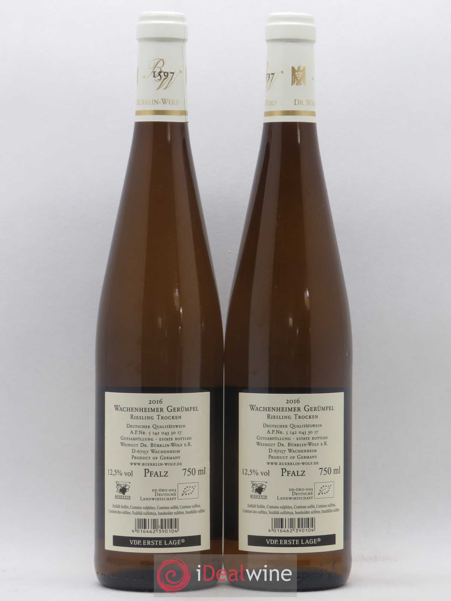 Allemagne Pfalz Wachenheimer Gerumpel Riesling Trocken Erste Lage Weingut DR. Burklin-Wolf 2016 - Posten von 2 Flaschen - 1