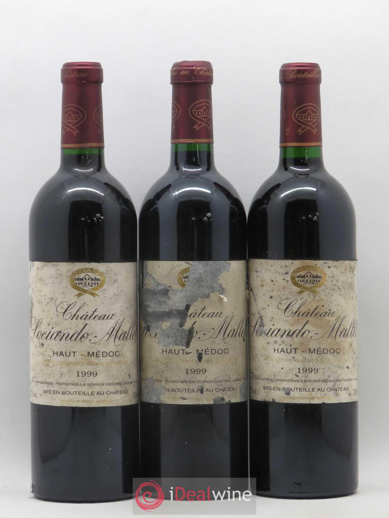Château Sociando Mallet 1999 - Lot de 3 bouteilles - 0