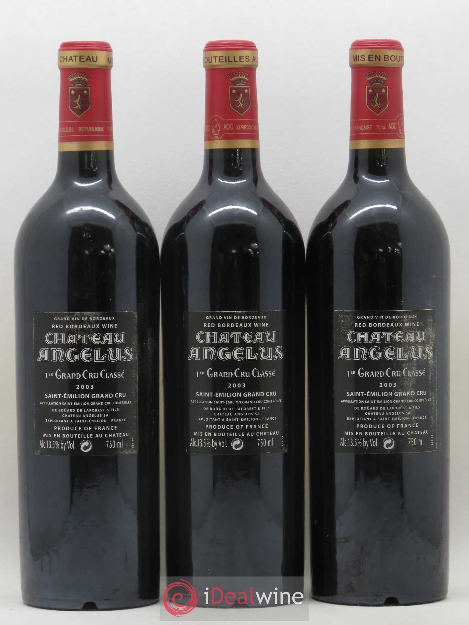 Château Angélus 1er Grand Cru Classé A 2003 - Lot de 3 bouteilles - 1