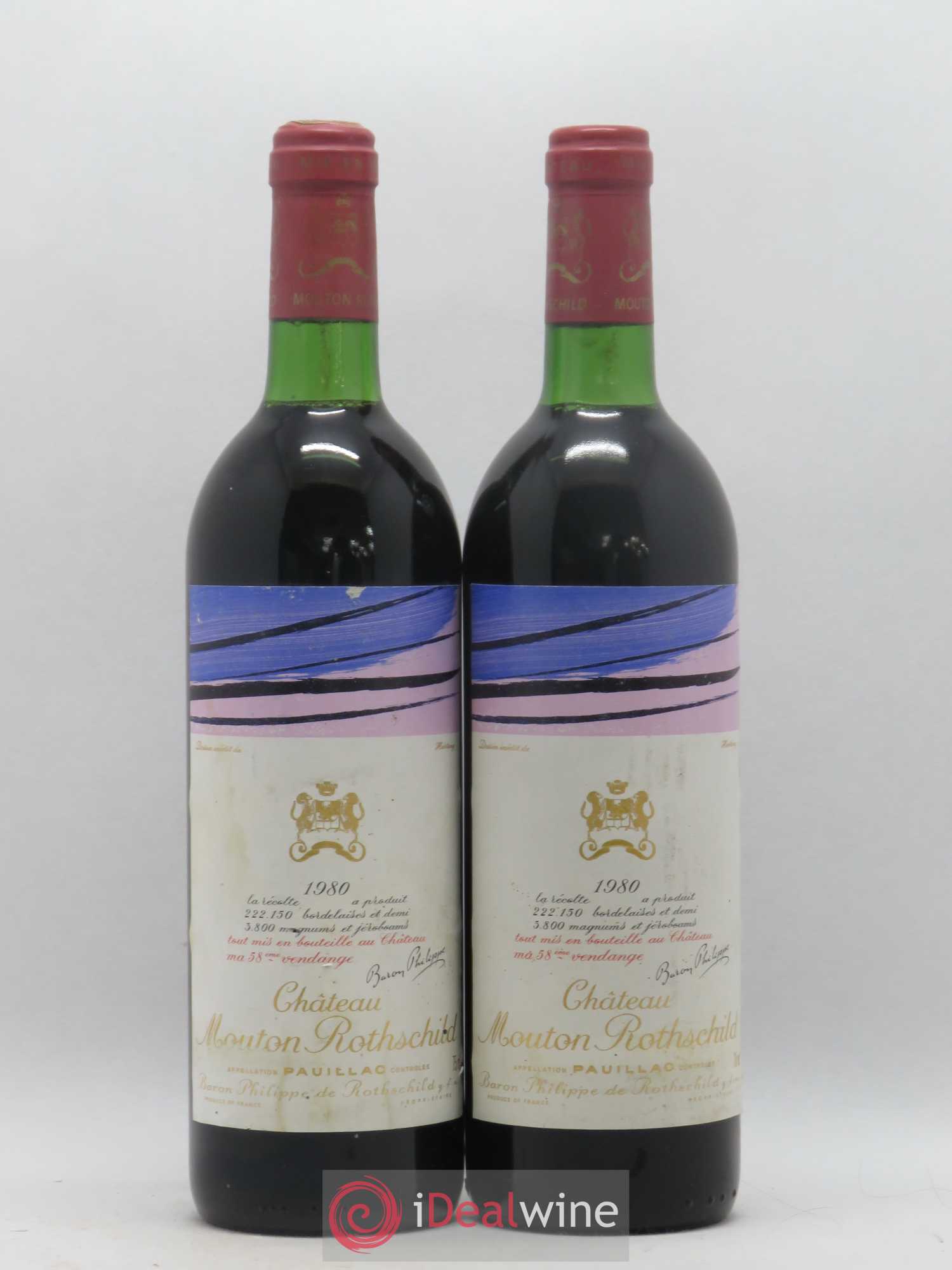 Château Mouton Rothschild 1er Grand Cru Classé 1980 - Lot de 2 bouteilles - 0