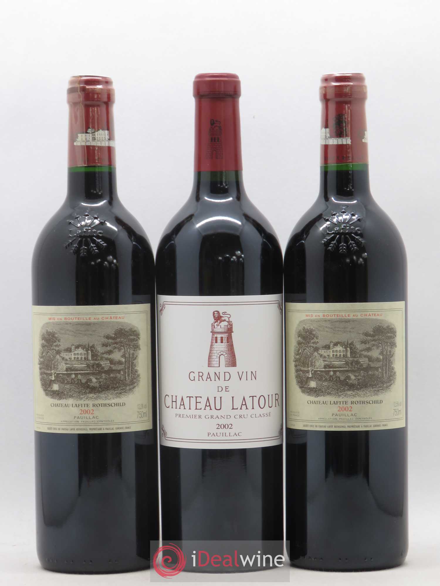 Caisse Primeurs 2 Margaux, 2 Petrus, 2 Haut Brion,2 Latour, 2 Lafite Rothschild, 2 Mouton Rothschild 2002 - Posten von 12 Flaschen - 5